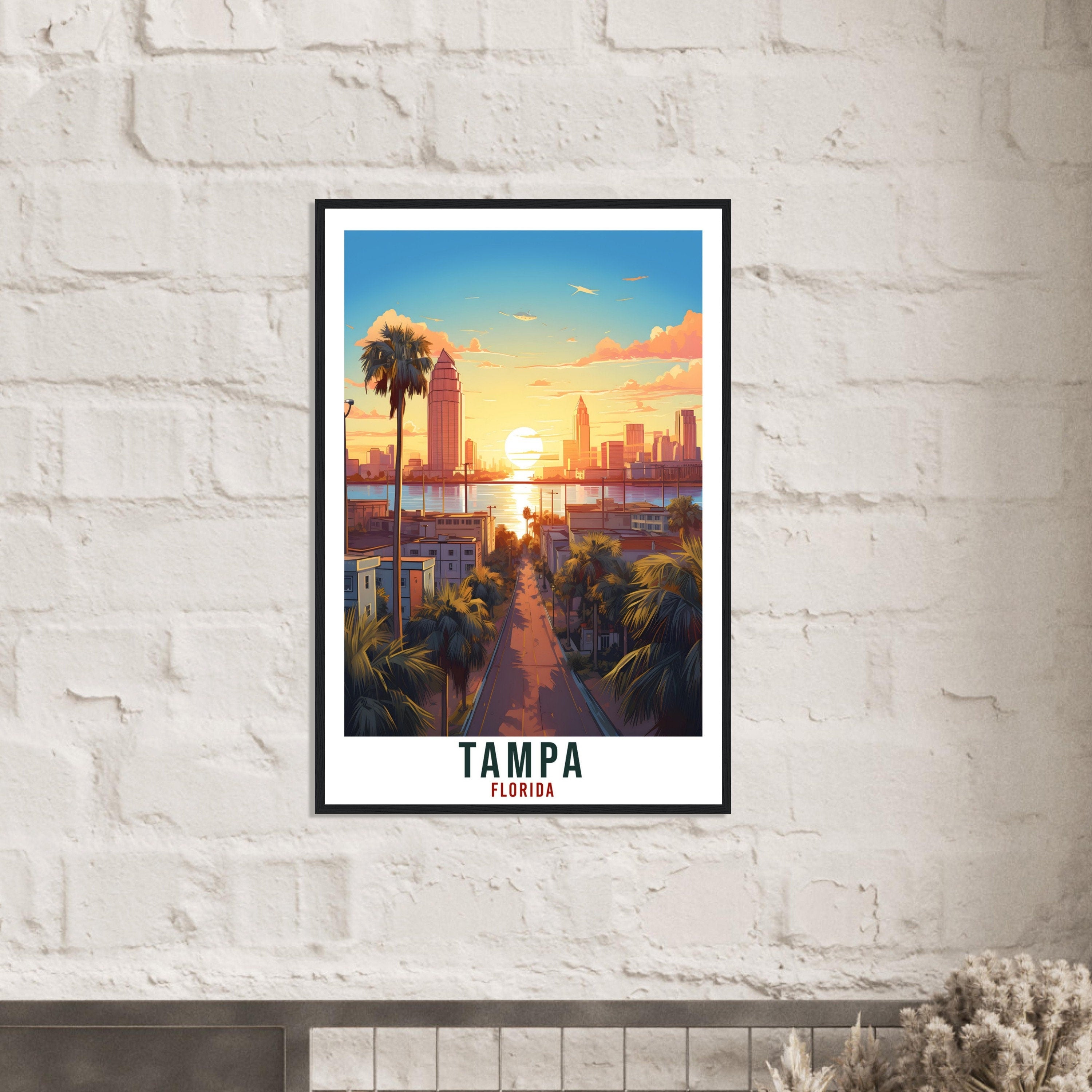 Tampa Travel Print Florida Home Decoration USA City Wall Art Gift Wall Hanging Art Lover Florida Artwork Tampa Bay Skyline Travel Poster