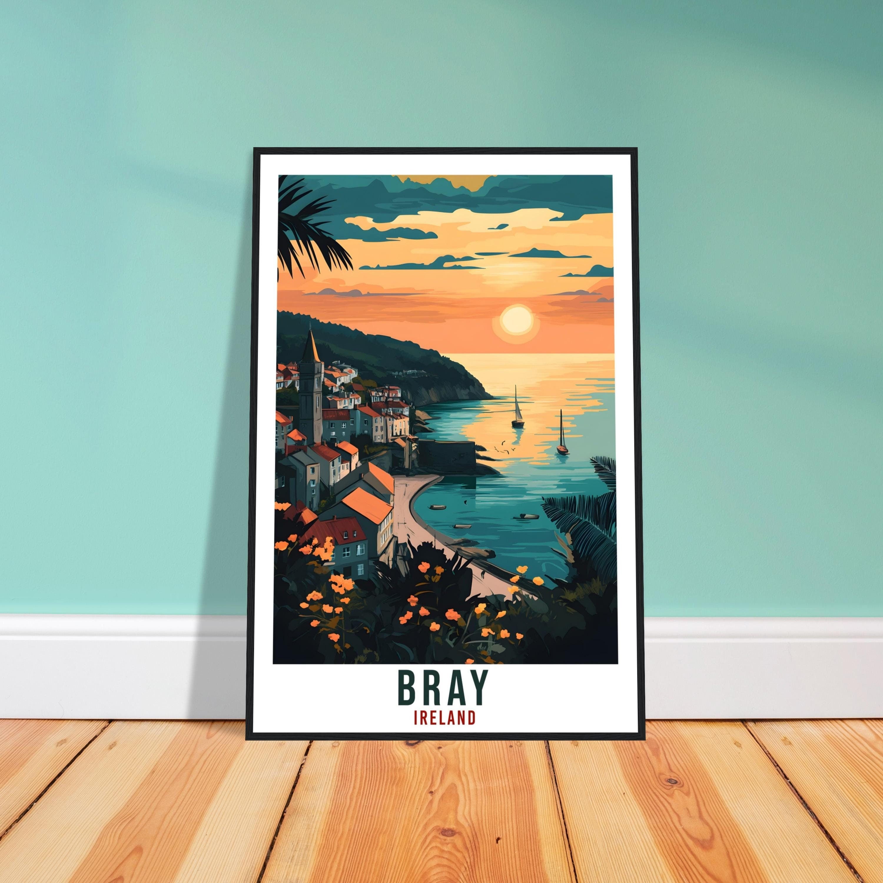 Bray Travel Print Ireland Home Decor Bray Wall Art Gift Wall Hanging Art Lover Bray Irish Artwork Travel Poster Ireland Wicklow Travel Art