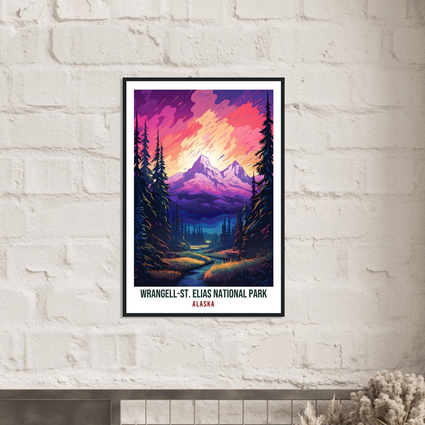 Wrangell-St Elias Travel Print Alaska Northern Light Wall Art Decor Travel Art Gift Wrangell-St Elias Travel Poster Alaska National Park Art