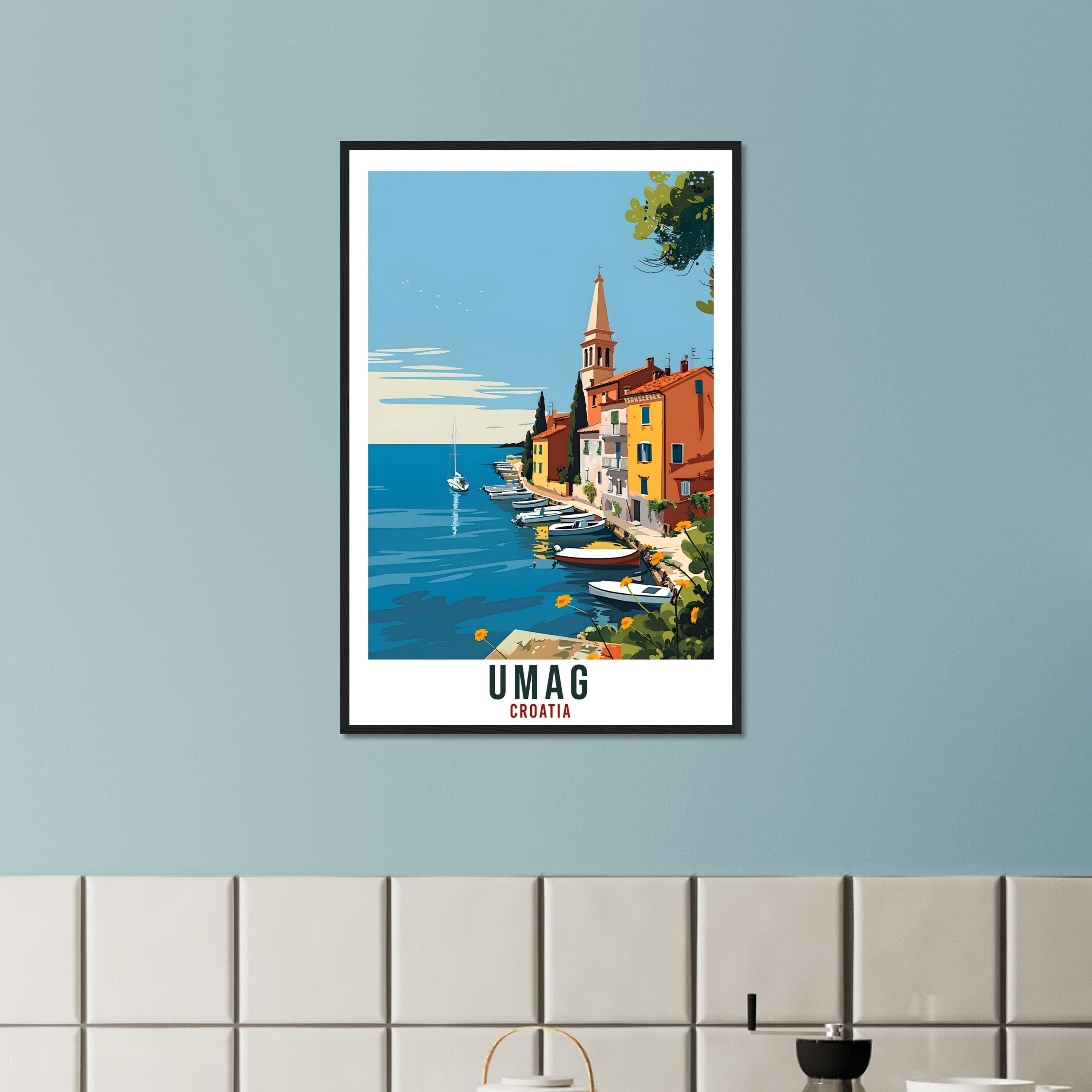 Umag Travel Print Croatia Wall Art Wall Hanging Home Décor Umag Gift Croatian Landmark Artwork Gift Umag Croatia Holiday Travel Poster