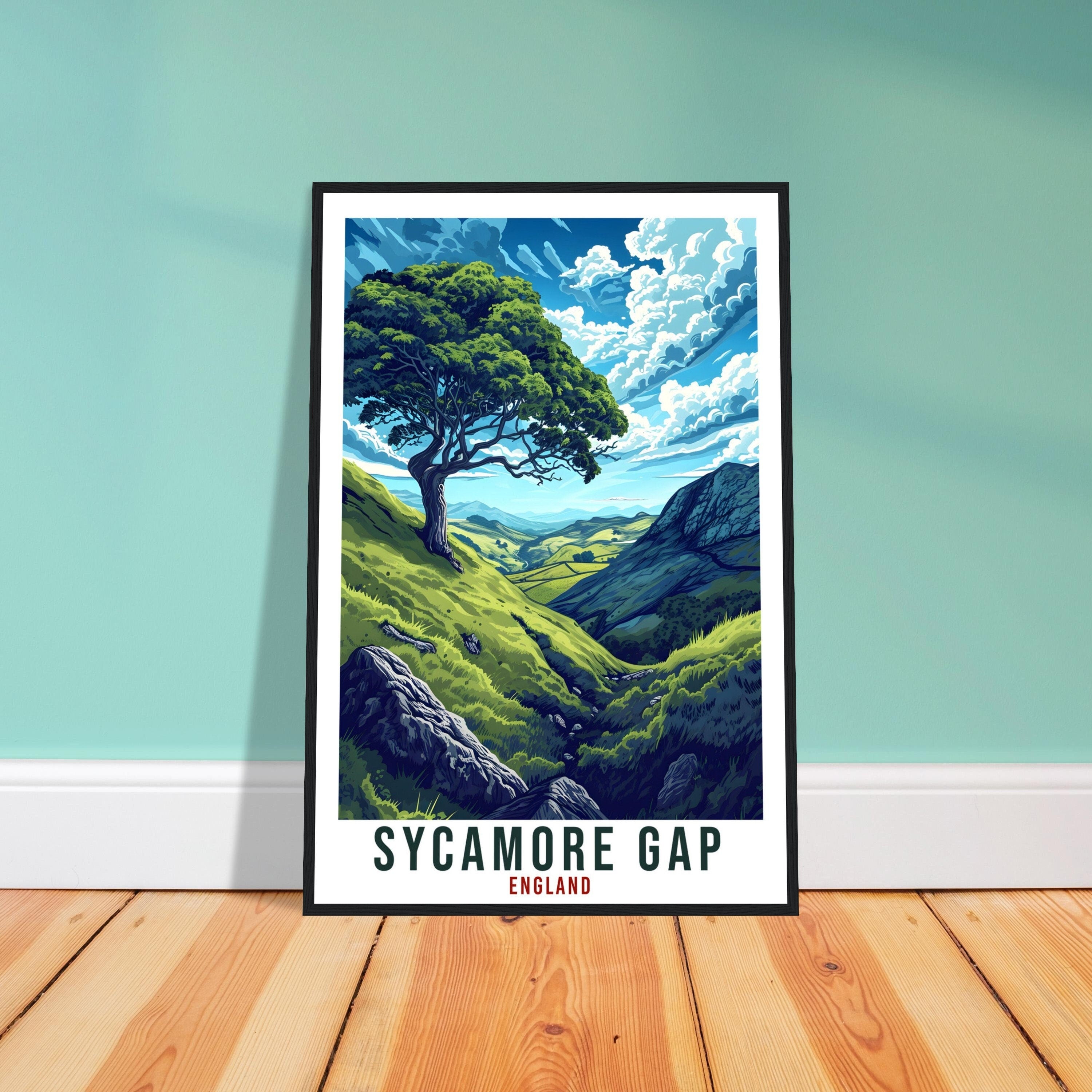 Sycamore Gap Travel Print English Wall Art Home Decor Wall Hanging Travel Art Gift Sycamore Gap Travel Poster Crag Lough Artwork Art Lover