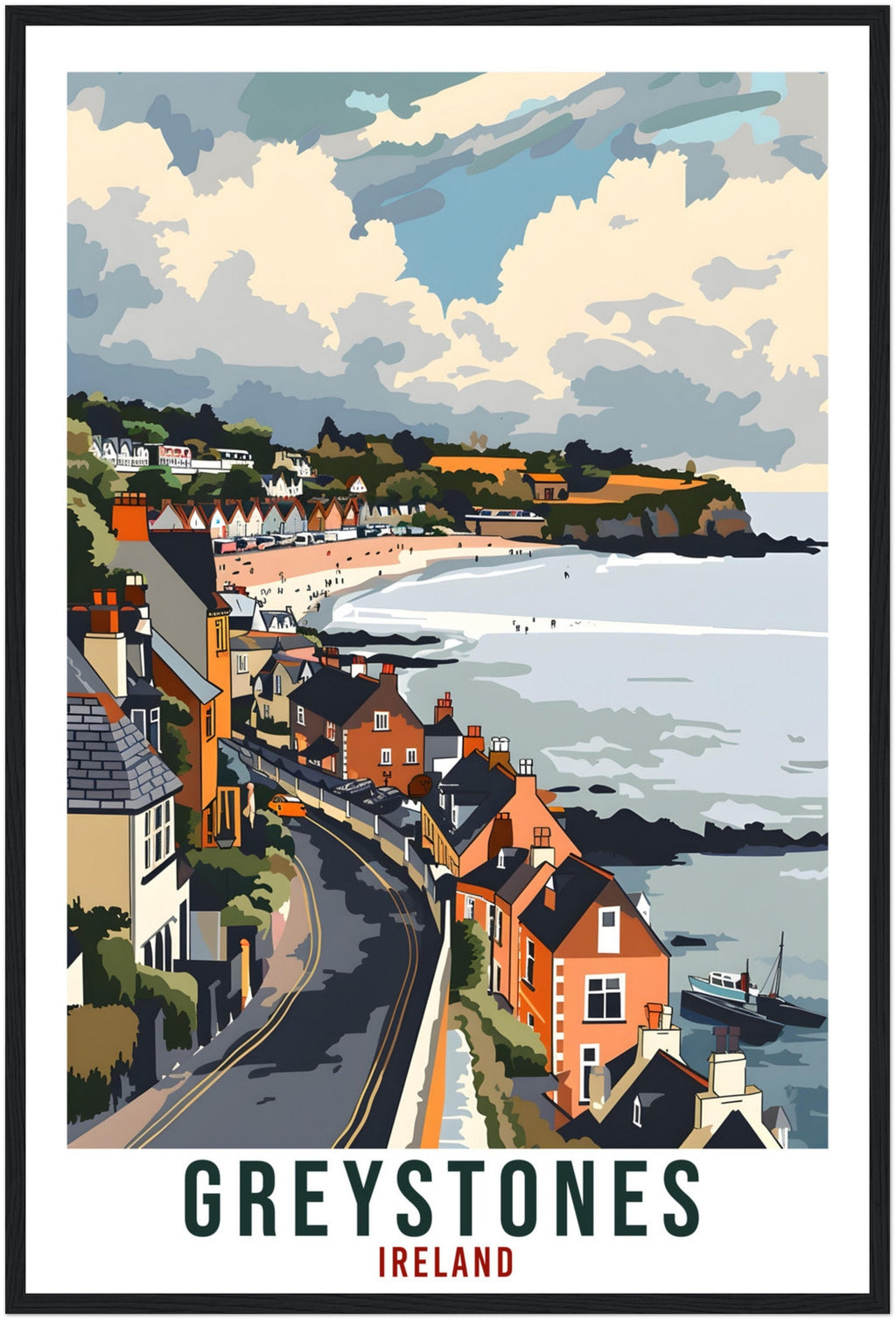 Greystones Travel Print Ireland Wall Art Wall Hanging Home Décor Greystones Gift Art Lovers Wicklow Irish Artwork Gift Ireland Travel Poster