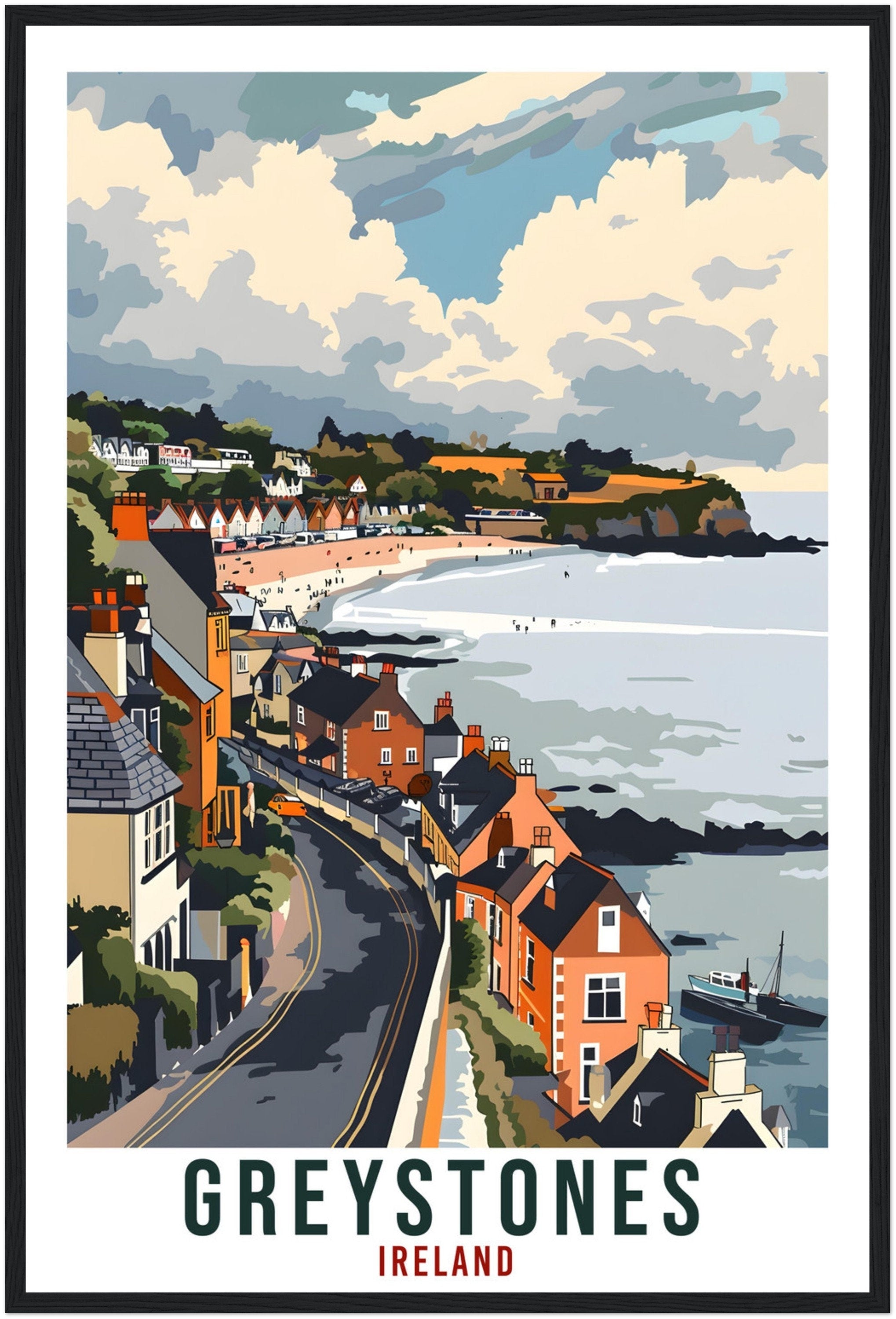 Greystones Travel Print Ireland Wall Art Wall Hanging Home Décor Greystones Gift Art Lovers Wicklow Irish Artwork Gift Ireland Travel Poster