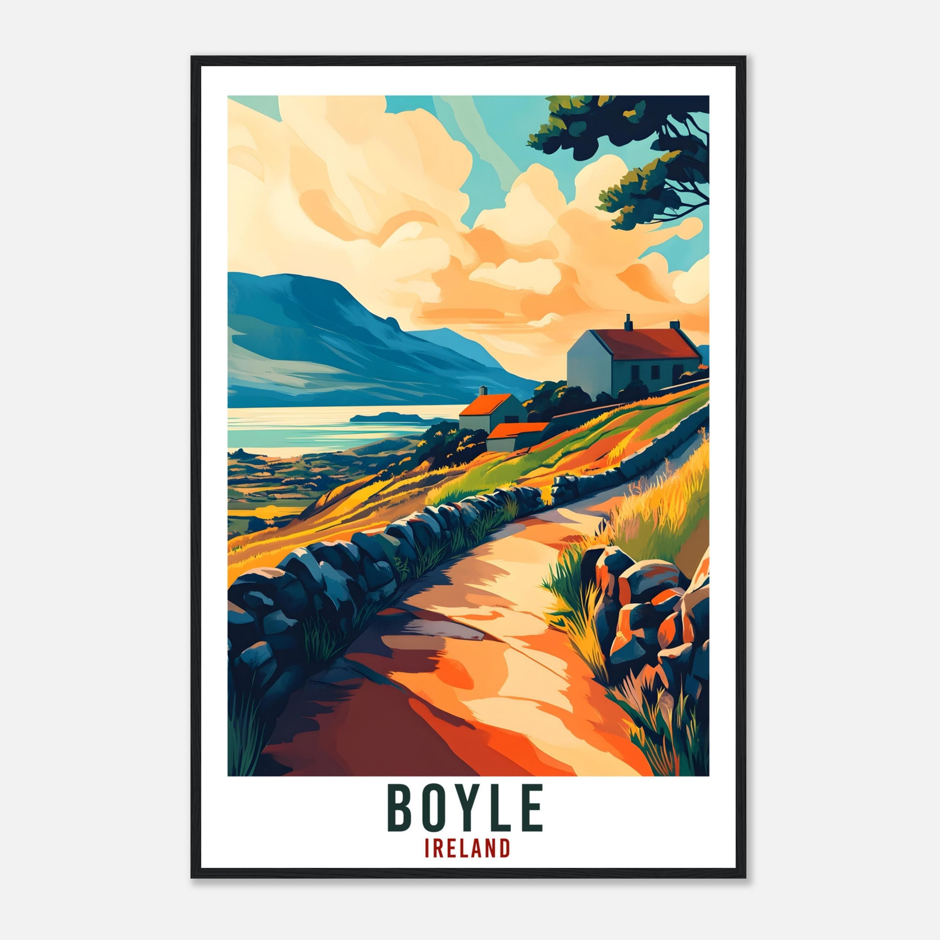 Boyle Travel Print Ireland Home Decor Boyle Wall Art Wall Hanging Art Lover Irish Artwork Travel Poster Boyle Ireland Travel Art Roscommon
