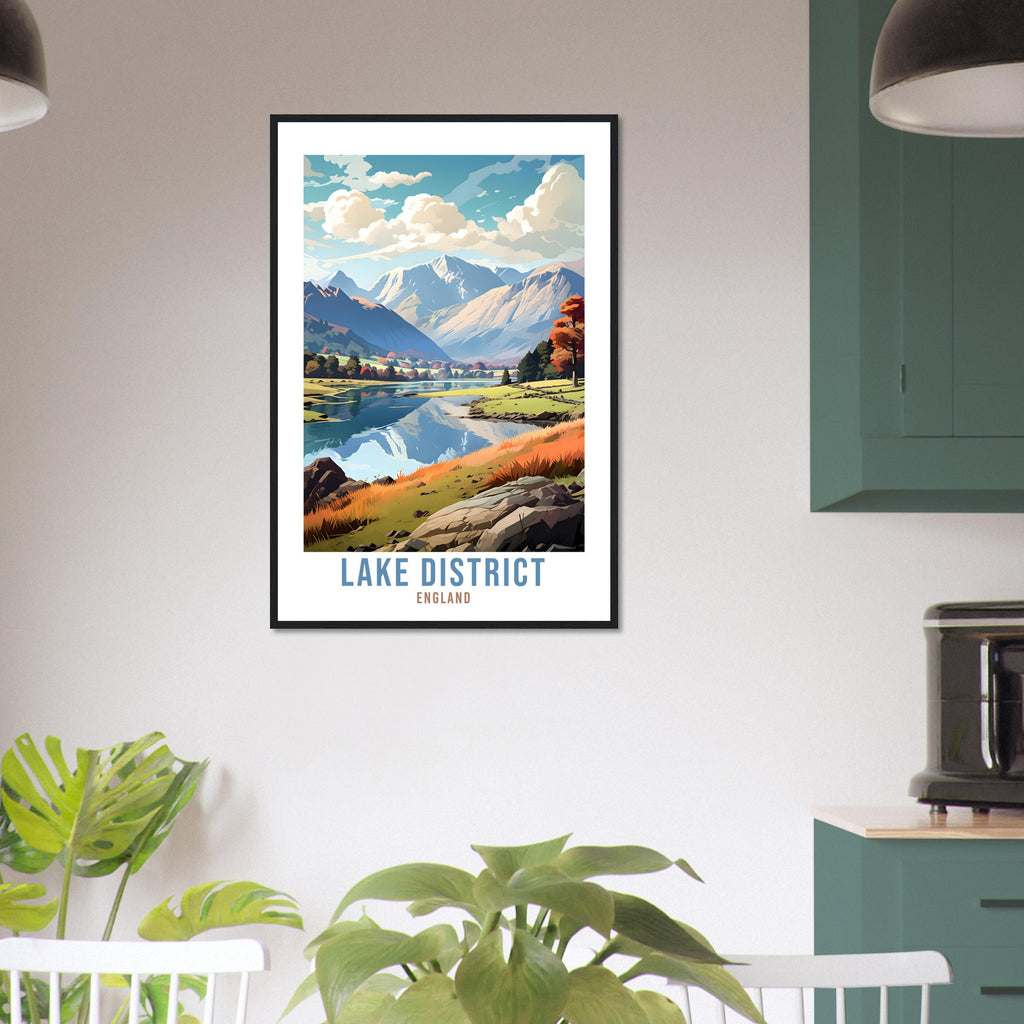 The Lake District Travel Print Lake District Home Decor Mountain Landscape England Nature Wall Hanging Lakes Artwork Gift Travel Poster