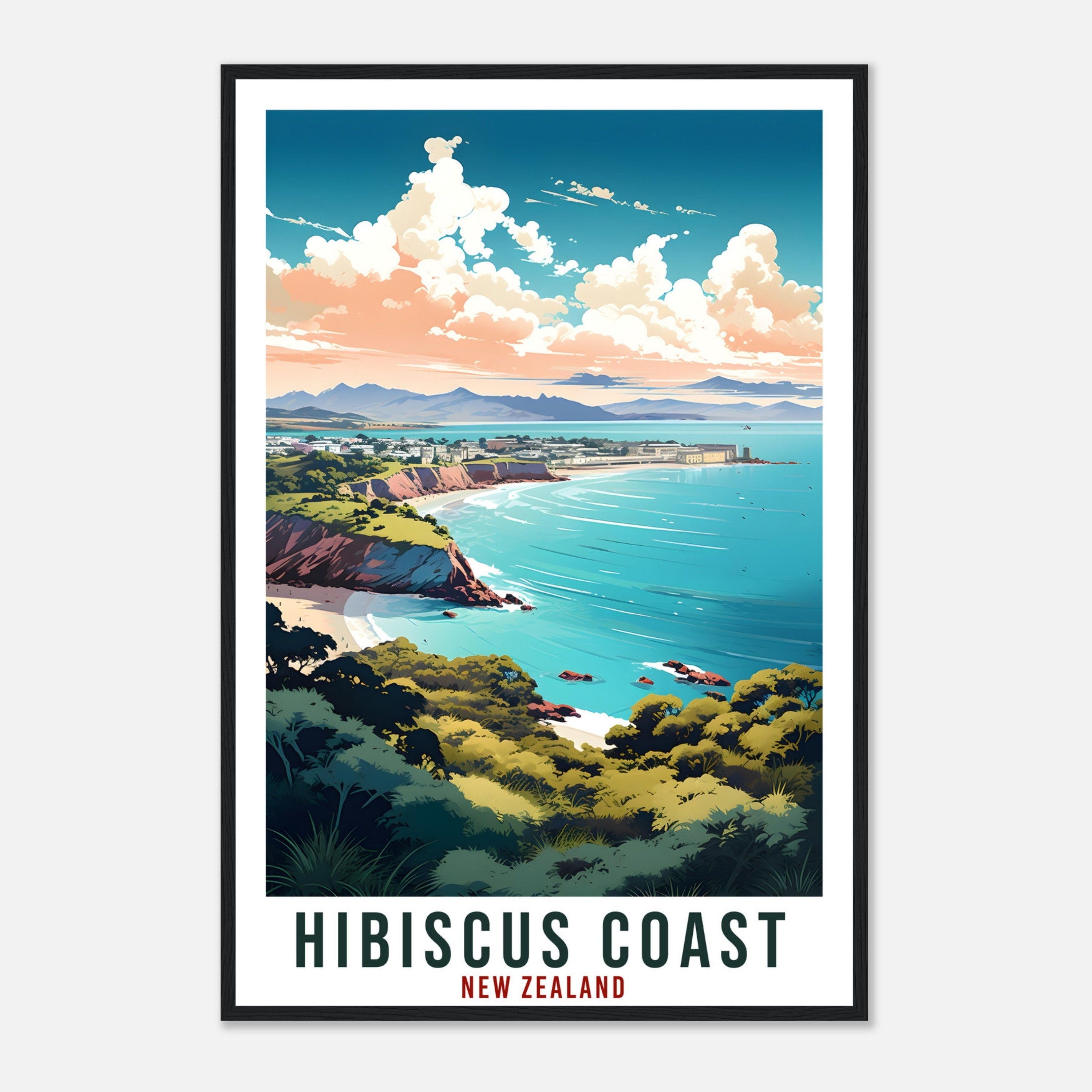 Hibiscus Coast Travel Print Wall Art Hibiscus Coast New Zealand Artwork Art Gifts Hibiscus Coast Travel Poster New Zealand Art Lovers Gift