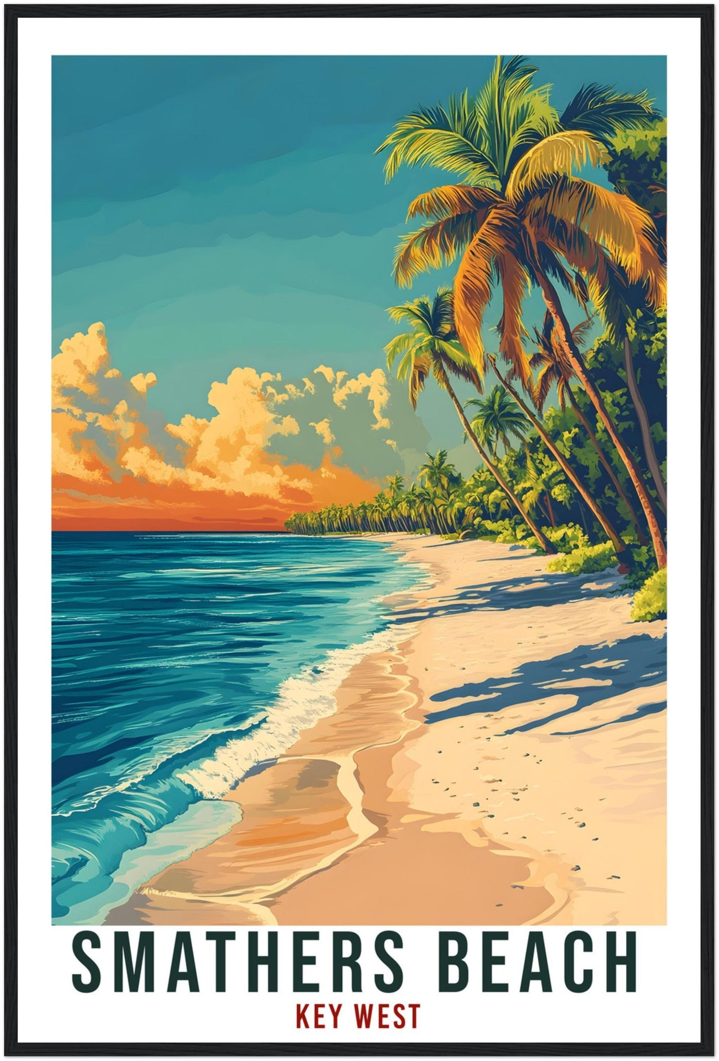 Smathers Beach Travel Print Key West Florida Home Decor Wall Art Gift Wall Hanging Art Lover Key West FL American Artwork Travel Poster Art