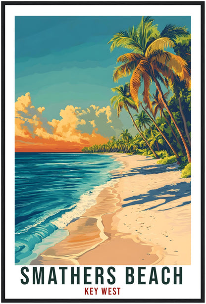 Smathers Beach Travel Print Key West Florida Home Decor Wall Art Gift Wall Hanging Art Lover Key West FL American Artwork Travel Poster Art