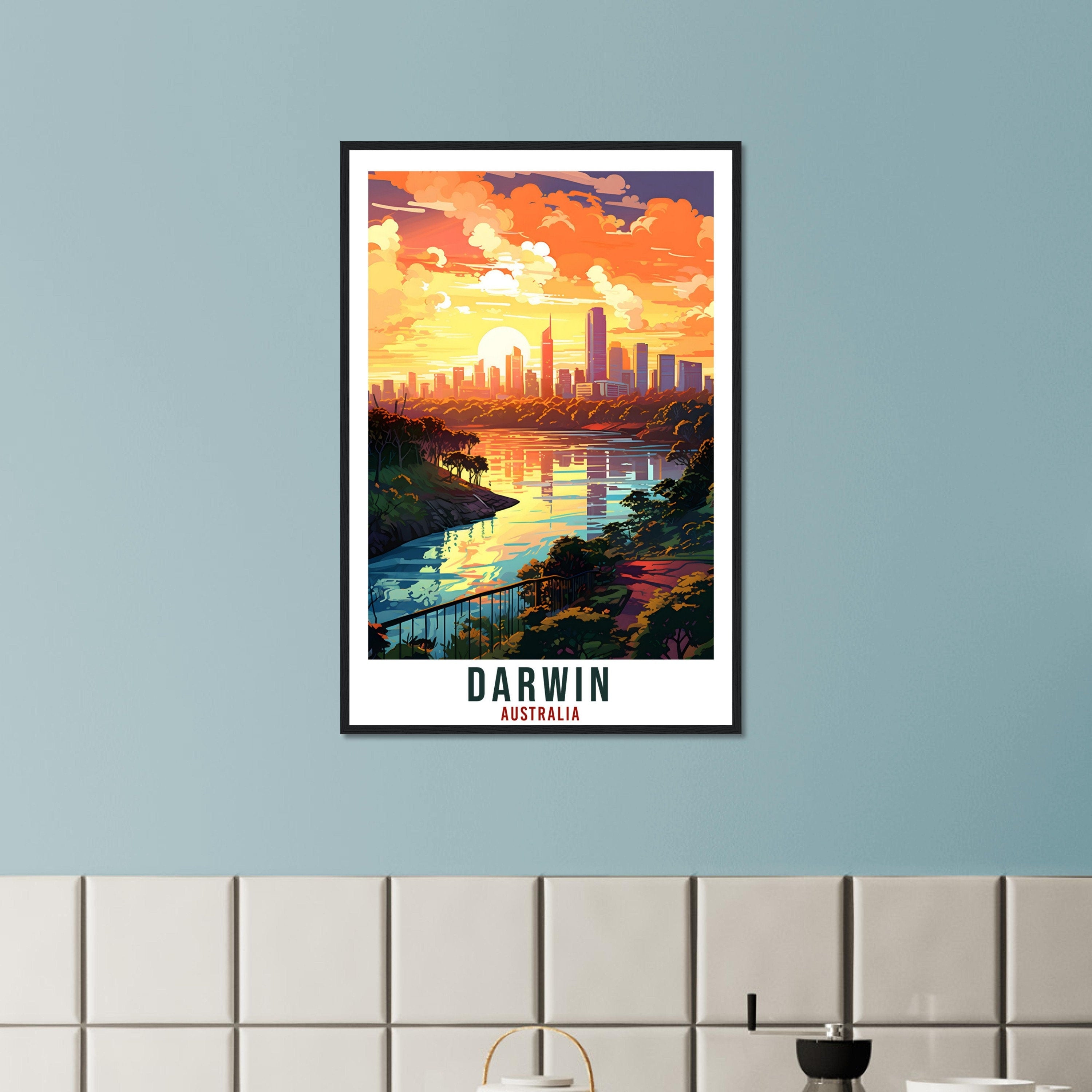 Darwin Travel Poster Wall Art Darwin Australia Home Décor Artwork Wall Hanging Darwin Art Gift Darwin Travel Print Australian Art Lover Gift