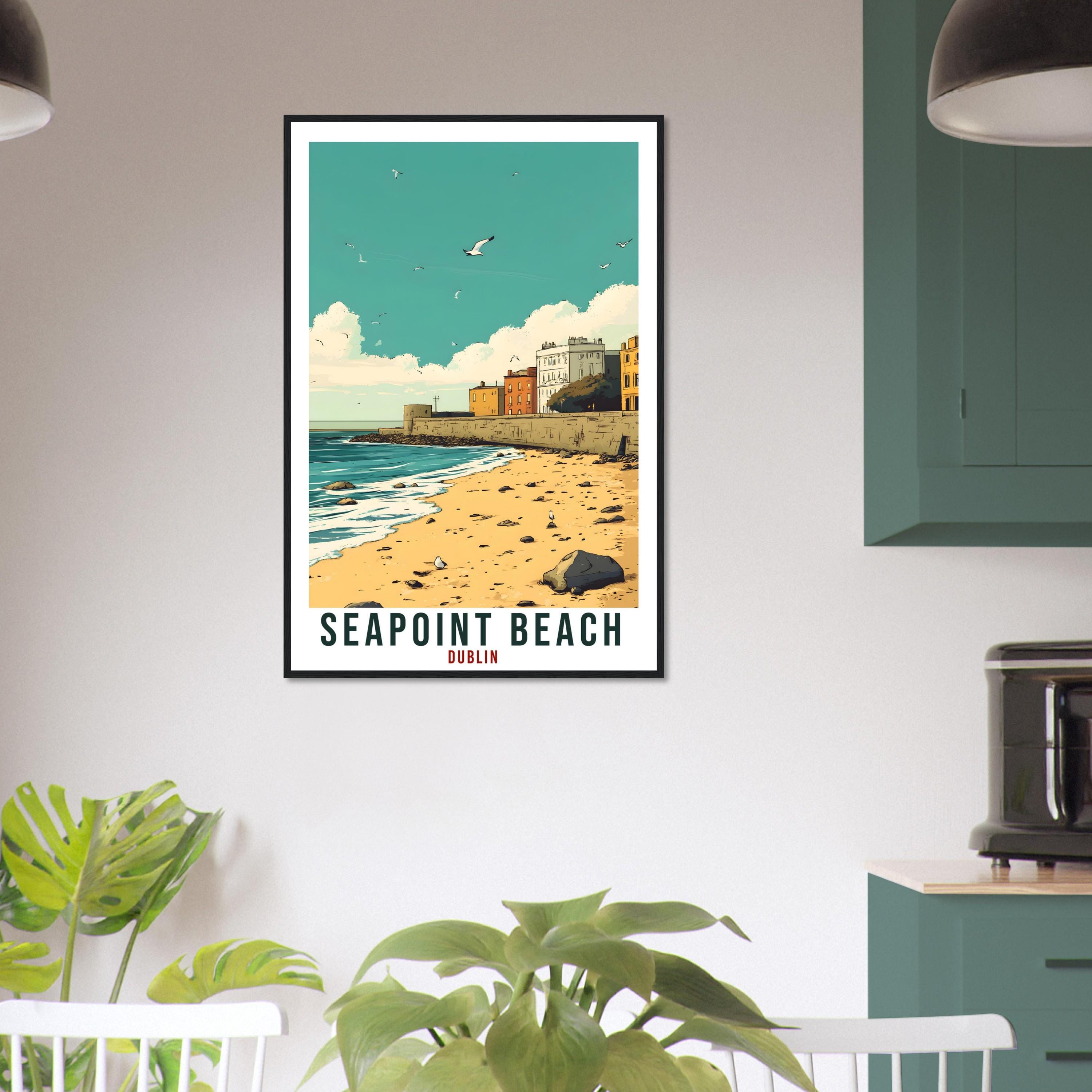 Seapoint Beach Dublin Travel Print Ireland Home Wall Art Gift Wall Hanging Dublin Seapoint Beach Artwork Travel Poster Ireland Travel Art