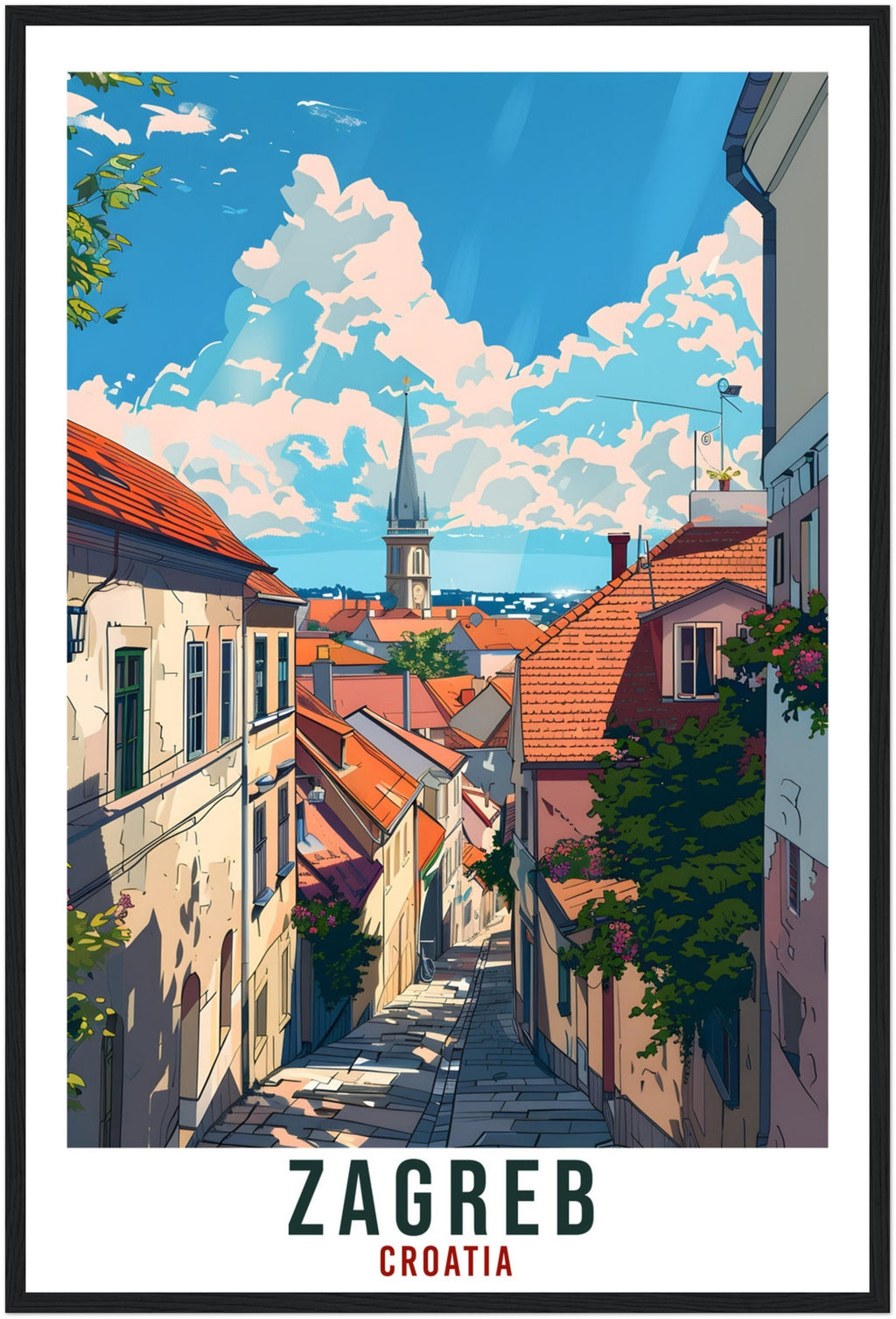 Zagreb Travel Print Croatia Wall Art Wall Hanging Home Décor Zagreb Gift Croatian Landmark Artwork Gift Zagreb Croatia Holiday Travel Poster