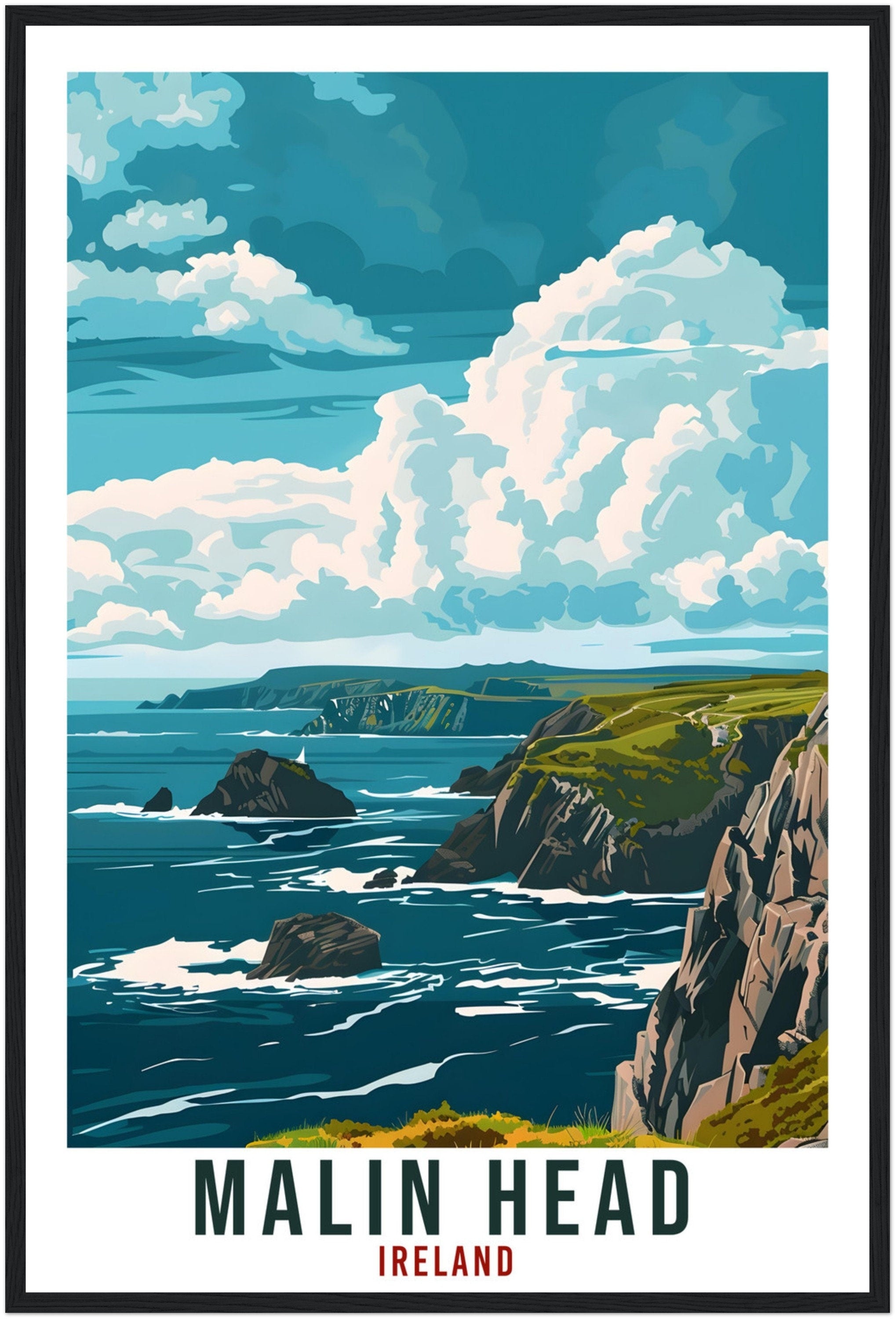 Malin Head Travel Print Ireland Wall Art Wall Hanging Home Living Décor Malin Head Gift Art Lovers Gift Irish Artwork Irish Travel Poster