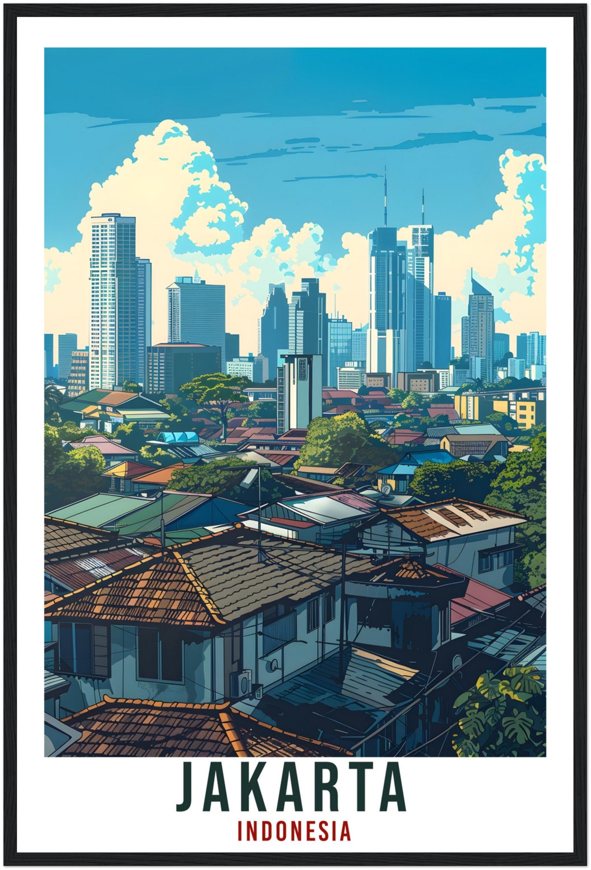 Jakarta Travel Print Wall Art Wall Hanging Home Décor Jakarta Gift Landmark Artwork Travel Art Lovers Indonesia Jakarta City Travel Poster