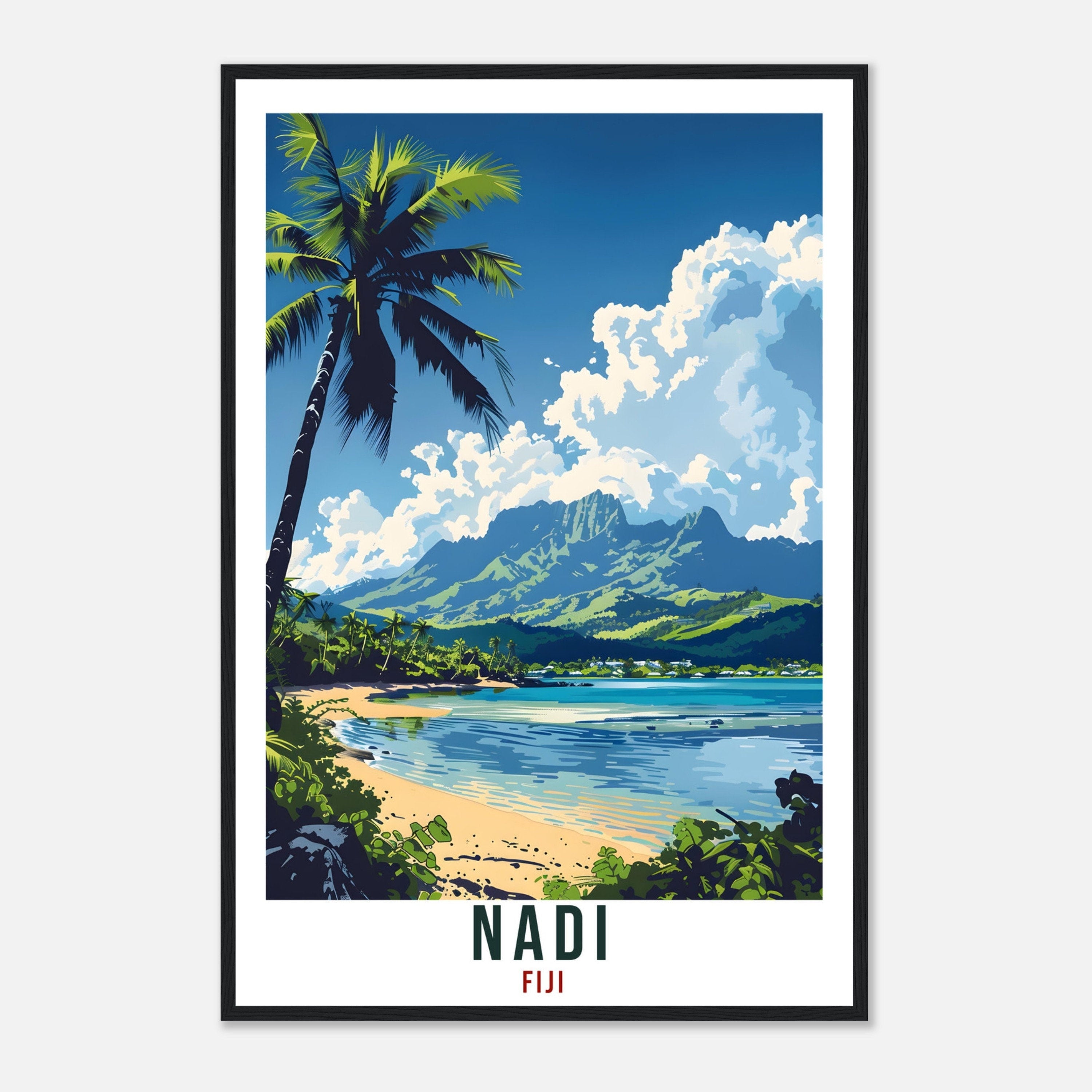 Nadi Fiji Travel Print Fiji Wall Art Wall Hanging Home Décor Nadi Gift Fiji Islands Landmark Artwork Travel Art Nadi Fijian Travel Poster
