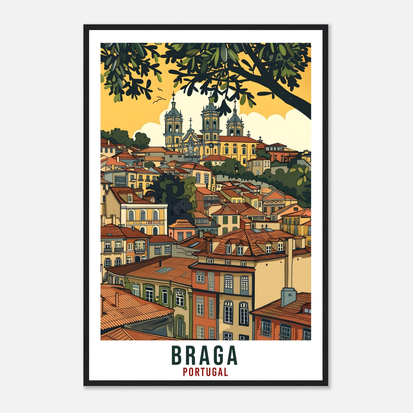 Braga Travel Print Portugal Wall Art Wall Hanging Home Décor Braga Gift Portugal Landmark Artwork Gift Braga Portugal Holiday Travel Poster
