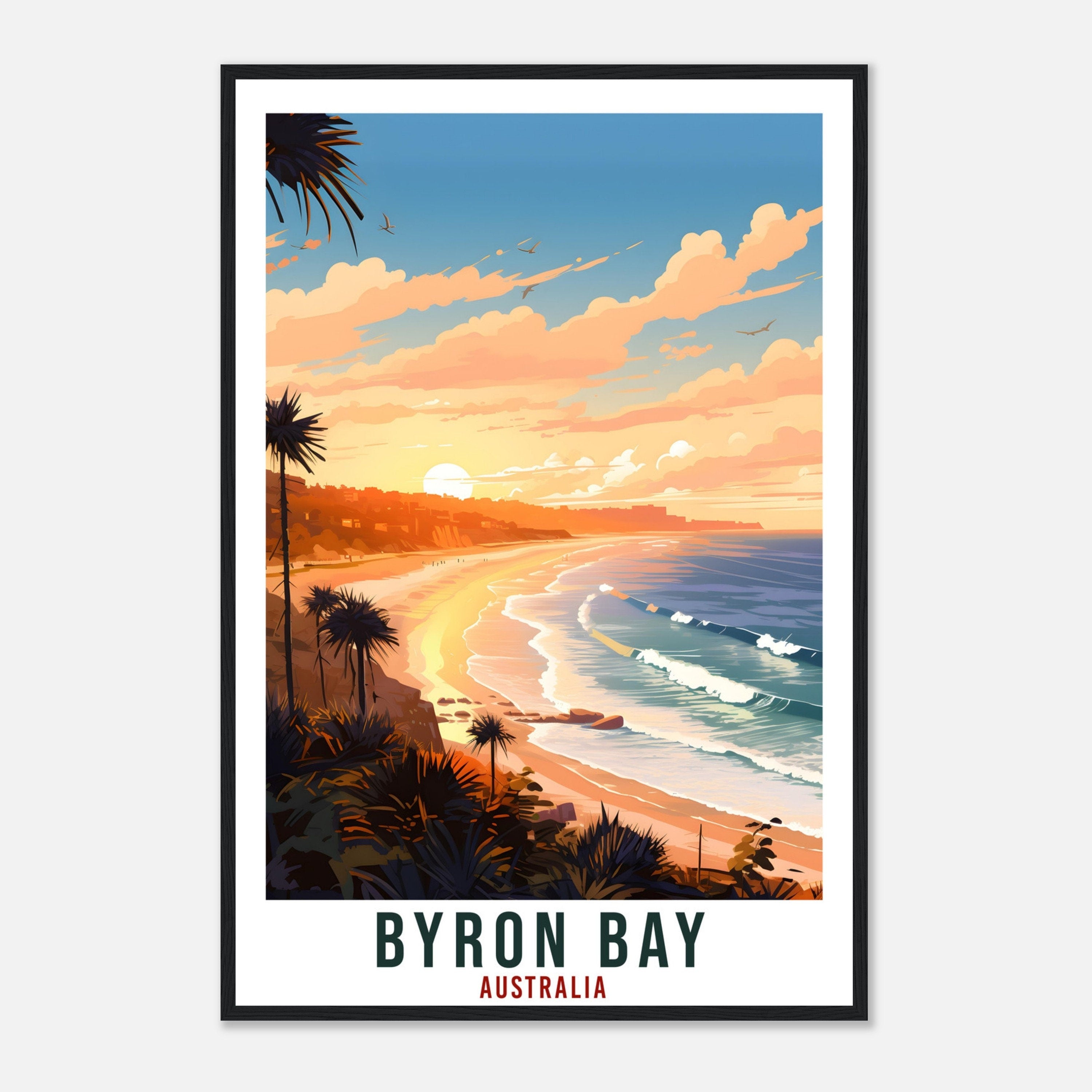 Byron Bay Beach Travel Poster Wall Art Byron Bay Australia Artwork Byron Bay Art Gifts Byron Bay Travel Print Australian Art Lovers Gift