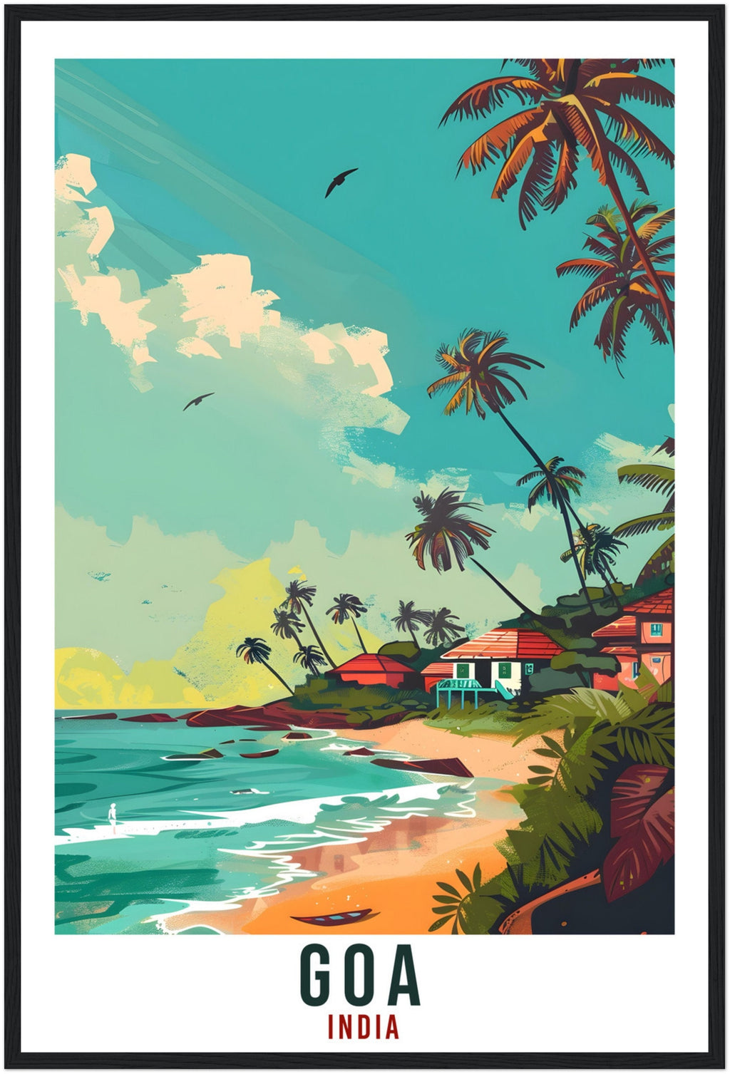 Goa Travel Poster India Home Decoration Goa Wall Art Gift Wall Hanging Art Lover Indian Artwork India Goa Travel Print Goa Beach Print