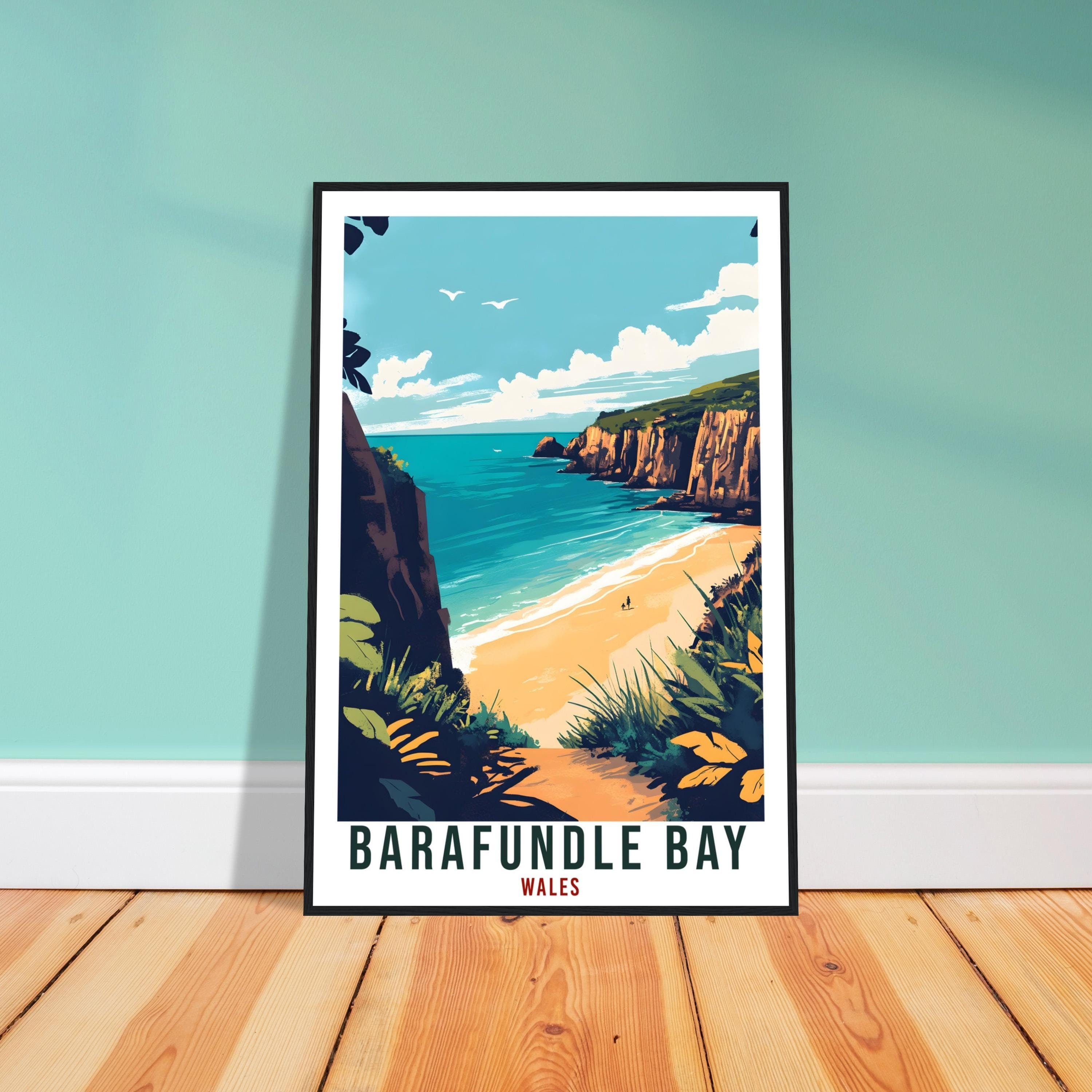 Barafundle Bay Travel Print Wales Home Decor Barafundle Bay Wall Art Wall Hanging Art Lover Wales Artwork Travel Poster Barafundle Bay Gift