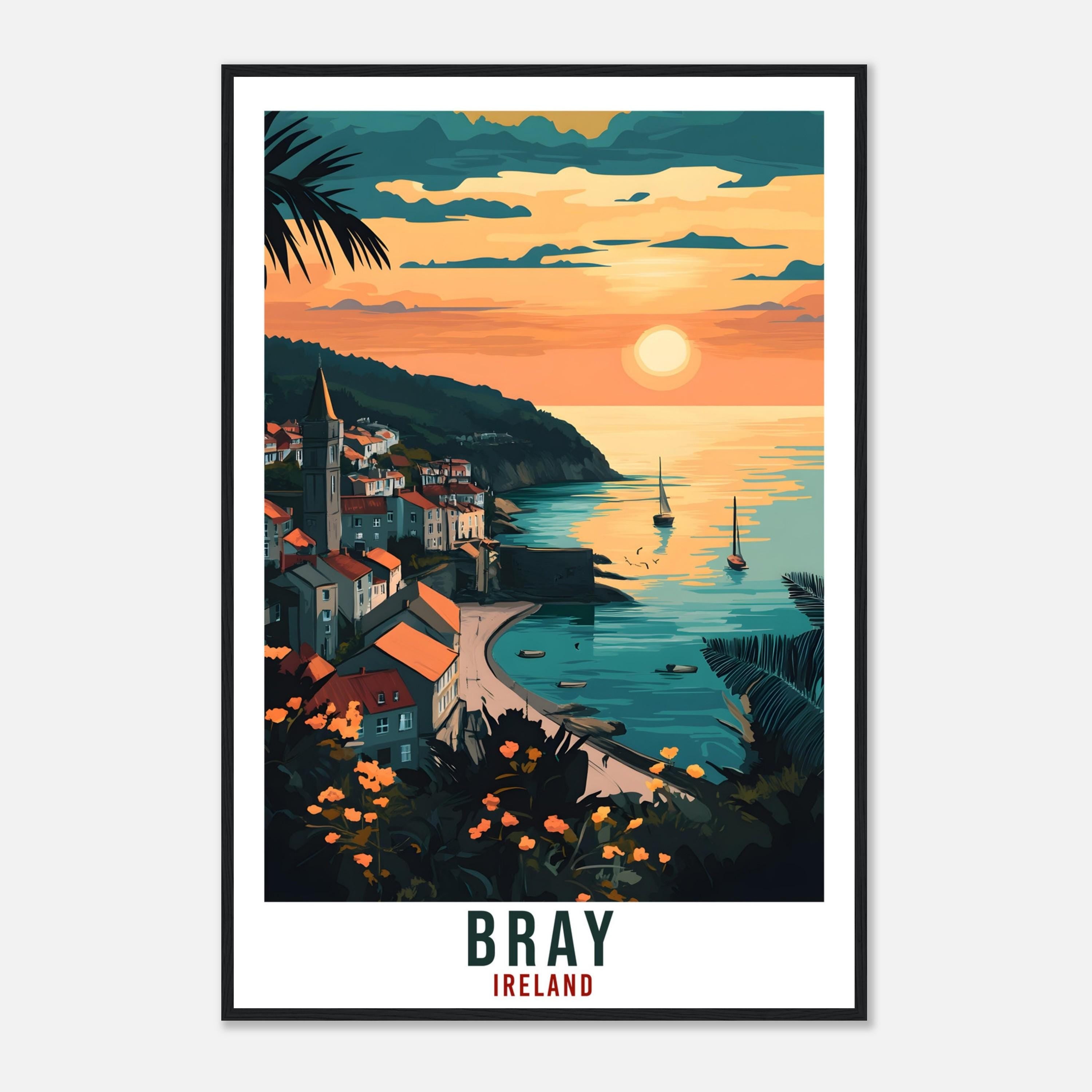 Bray Travel Print Ireland Home Decor Bray Wall Art Gift Wall Hanging Art Lover Bray Irish Artwork Travel Poster Ireland Wicklow Travel Art