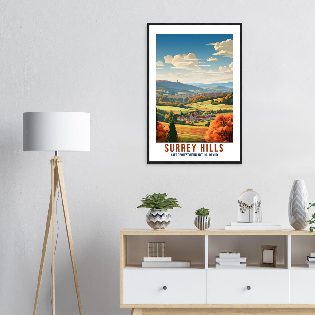 Surrey Hills Travel Poster Surrey Hills Home Decoration Mountain Landscape England Nature Wall Hanging Surrey Hills Artwork Travel Print