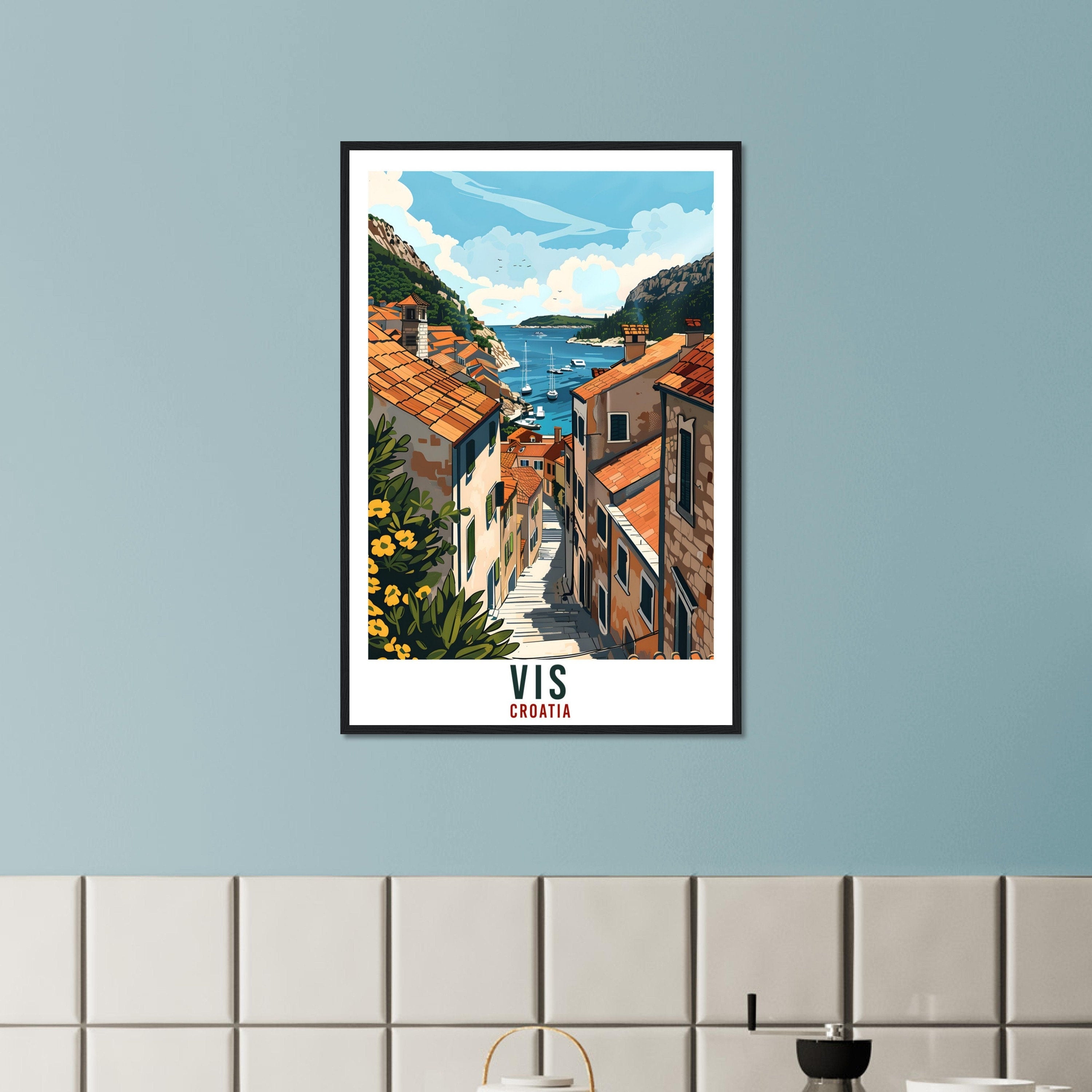 Vis Travel Print Croatian Island Wall Art Wall Hanging Home Décor Vis Gift Croatian Landmark Artwork Gift Vis Croatia Holiday Travel Poster