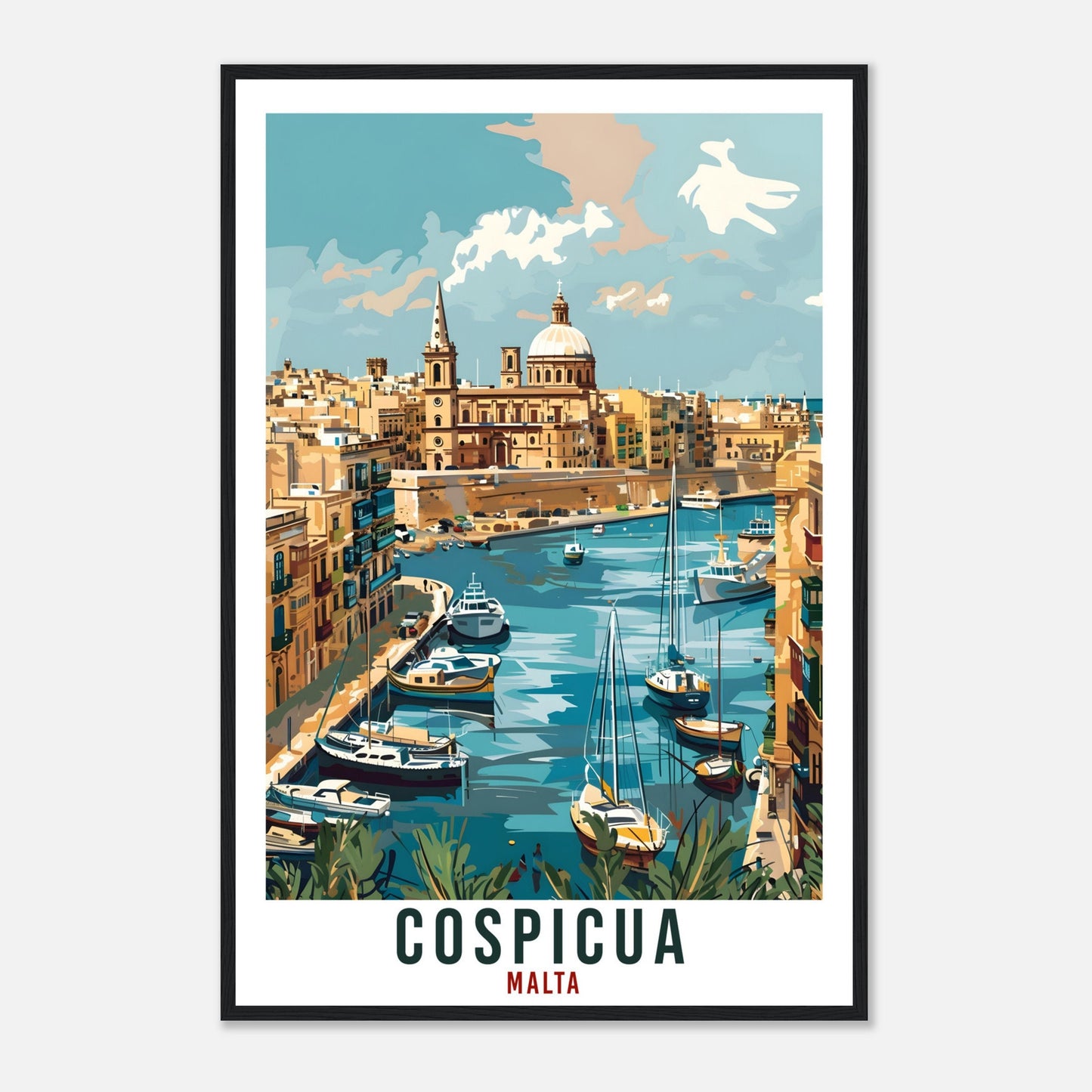 Cospicua Travel Print Malta Wall Art Wall Hanging Home Living Décor Cospicua Gift Art Lovers Gift Malta Artwork Gift Malta Travel Poster