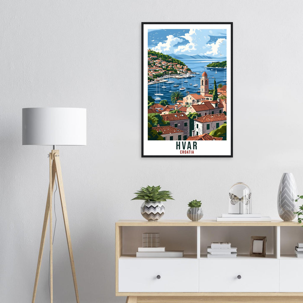 Hvar Travel Print Croatia Wall Art Wall Hanging Home Décor Hvar Gift Croatia Landmark Artwork Gift Croatia Holiday Travel Poster Hvar Island