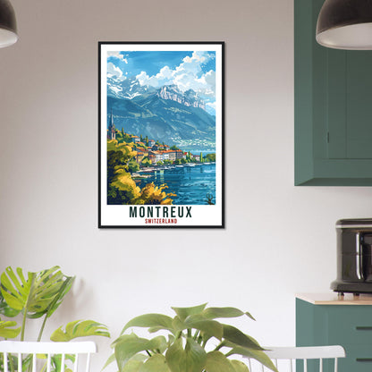 Montreux Travel Print Swiss Wall Art Wall Hanging Home Living Décor Montreux Gift Art Lovers Switzerland Artwork Gift Swiss Travel Poster