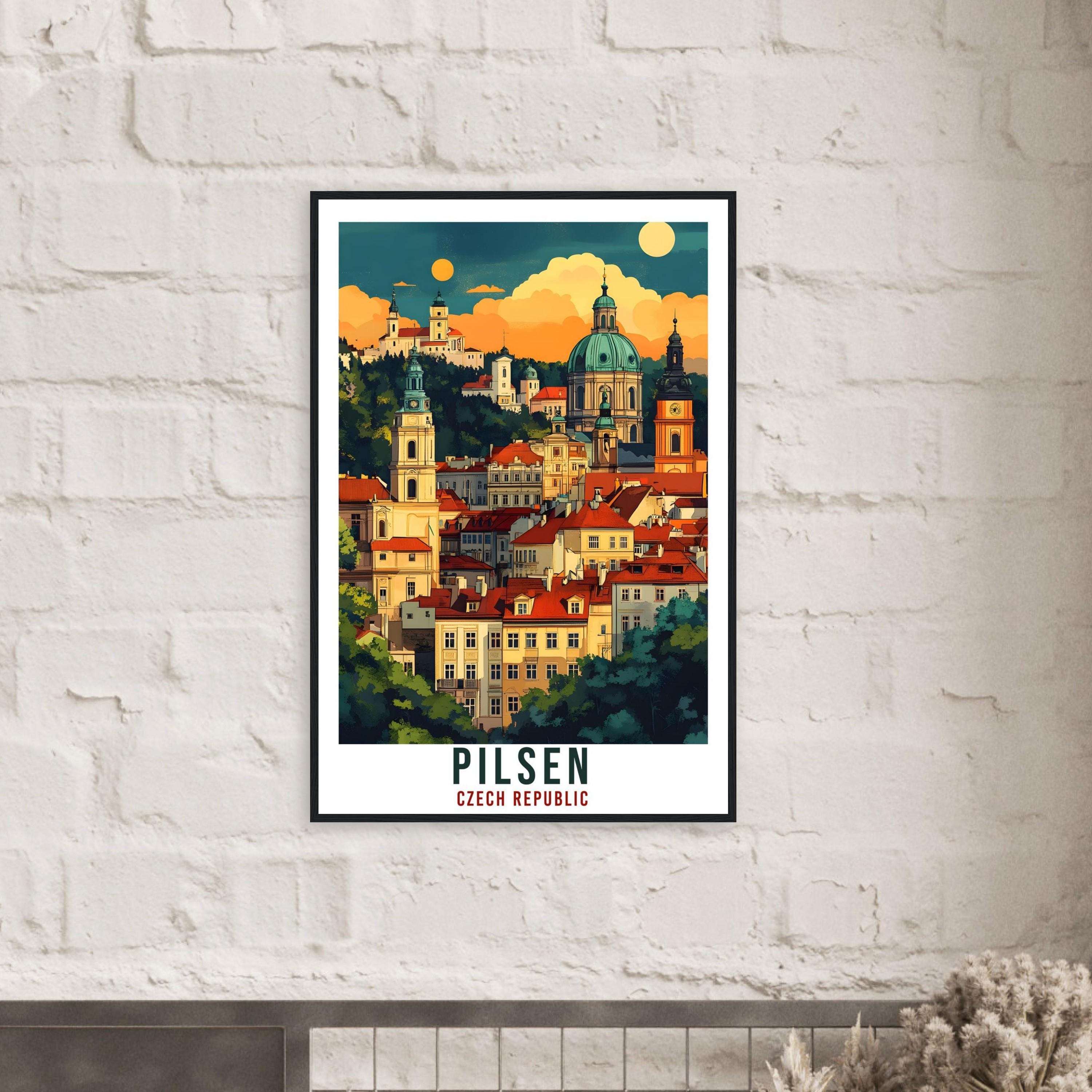 Pilsen Travel Print Czech Republic Home Decor Pilsen Wall Art Gift Wall Hanging Art Lover Pilsen Czechia Artwork Travel Poster Travel Art