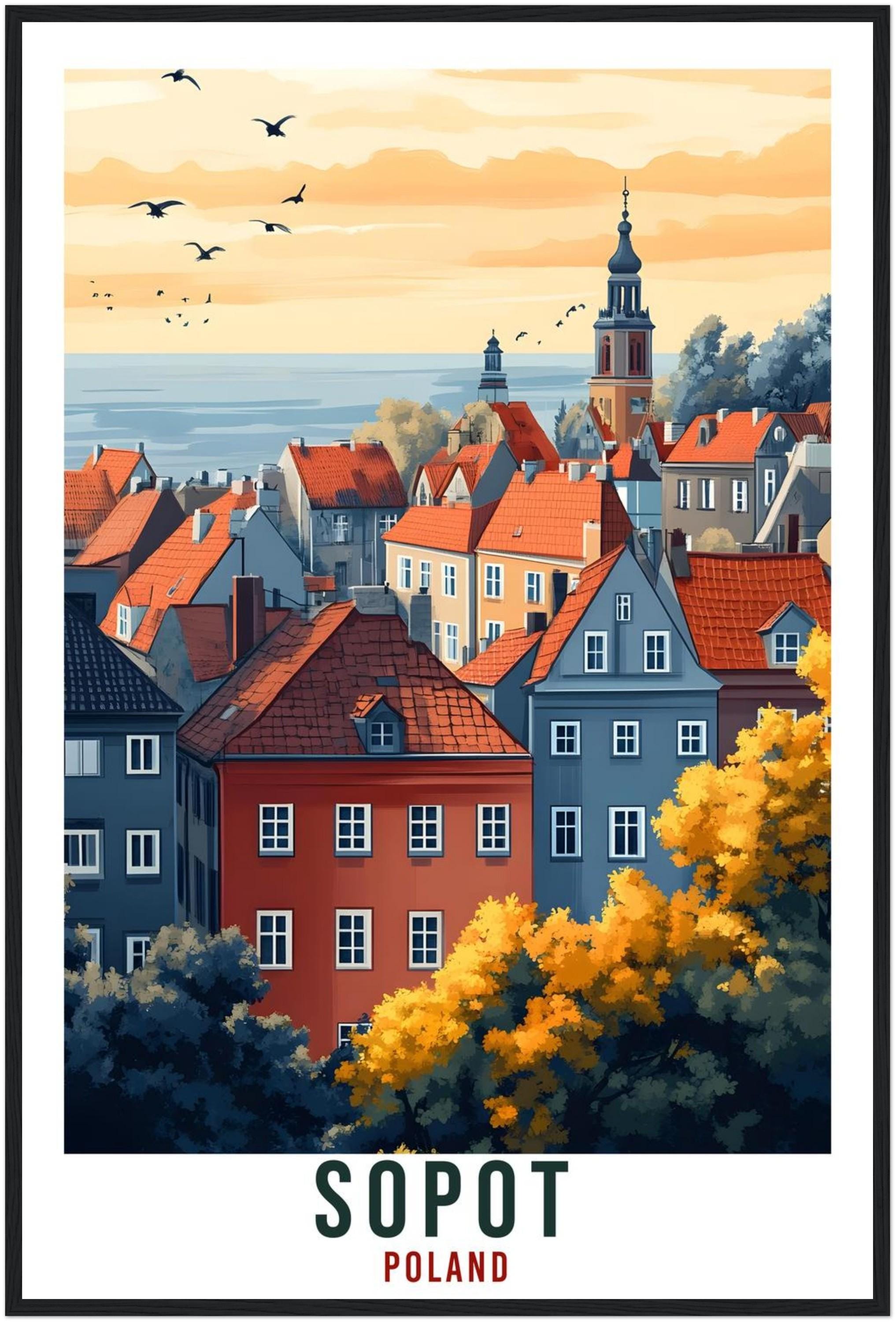 Sopot Travel Print Poland Home Decor Sopot Wall Art Gift Wall Hanging Art Lover Sopot Polish Artwork Travel Poster Poland Travel Artwork