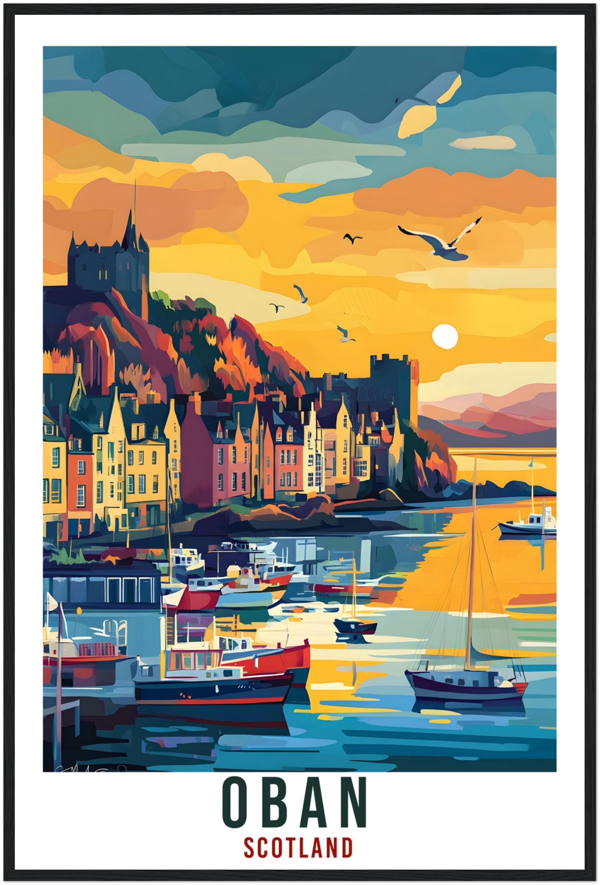 Oban Travel Print Scotland Home Decor Oban Wall Art Wall Hanging Art Lover Scotland Artwork Travel Poster Oban Travel Art Oban Scotland Gift