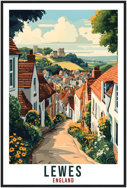 Lewes Travel Print England East Sussex Home Decor Lewes Wall Art Gift Wall Hanging Art Lover Lewes England Artwork Travel Poster Travel Art