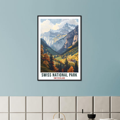 Swiss National Park Travel Print Wall Art Wall Hanging Home Living Décor Gift Art Lovers Gift Switzerland Artwork Gift Swiss Travel Poster