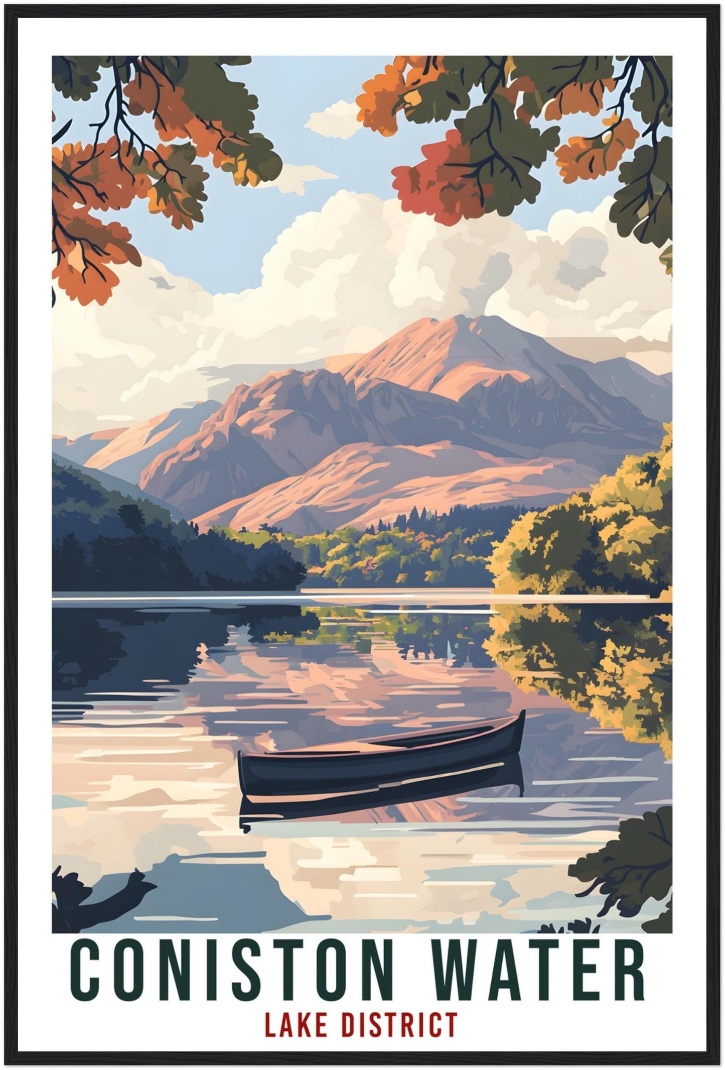 Coniston Water Travel Print Lake District Decor Coniston Water Wall Art Wall Hanging Art Lover Lake District Artwork Travel Poster Cumbria
