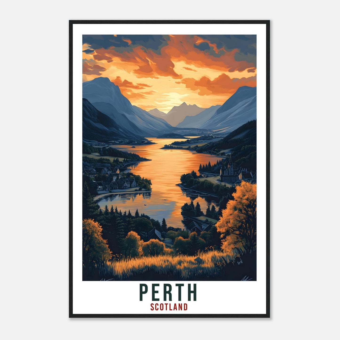 Perth Travel Print Scotland Home Decor Perth Wall Art Gift Wall Hanging Art Lover Perth Scotland Artwork Travel Poster UK Travel Art