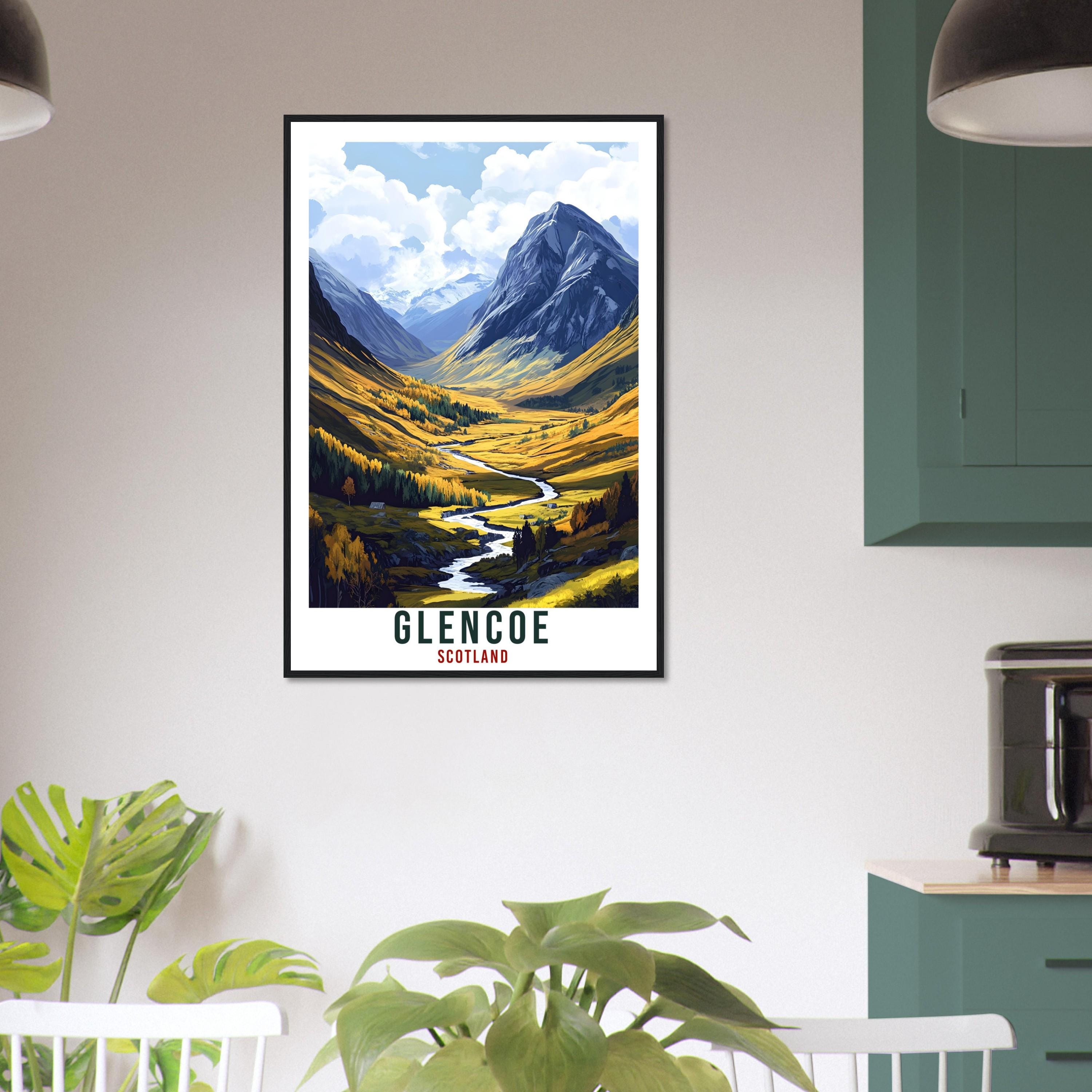 Glencoe Travel Print Scotland Home Decor Glencoe Wall Art Wall Hanging Art Lover Scotland Artwork Travel Poster Glencoe Travel Art Gift
