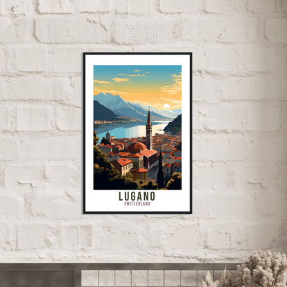 Lugano Travel Print Wall Art Lugano Lake Home Decor Switzerland Gift Holiday Lugano Art Print Lugano Travel Poster Swiss Landscape Artwork