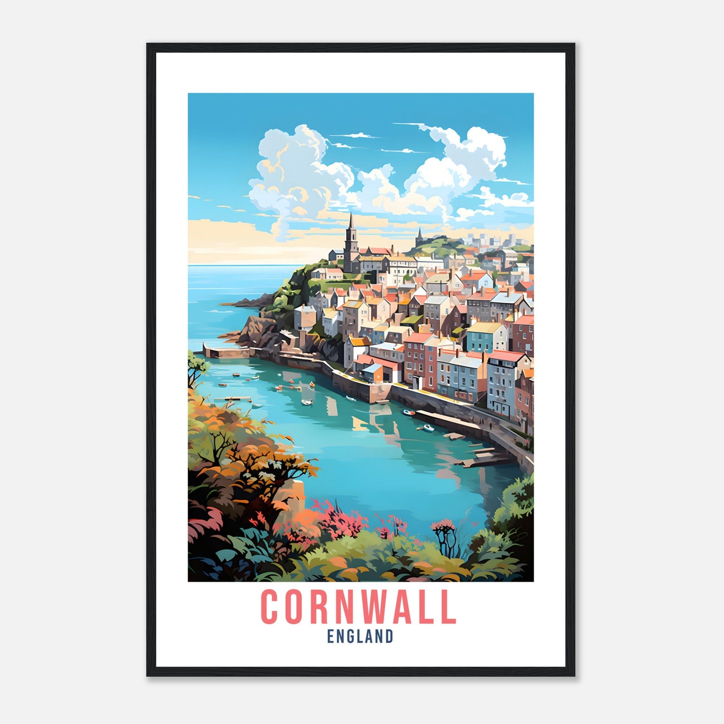Cornwall Travel Print Cornwall Seaside Home Decor Coastal Landscape England Nature Wall Hanging Cornwall Artwork Gift Cornwall Travel Poster