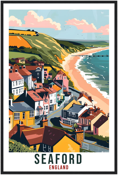 Seaford Travel Print Wall Art Seaford Wall Hanging Home Living Décor Seaford Gift Art Lovers UK Artwork Gift Print England Travel Poster