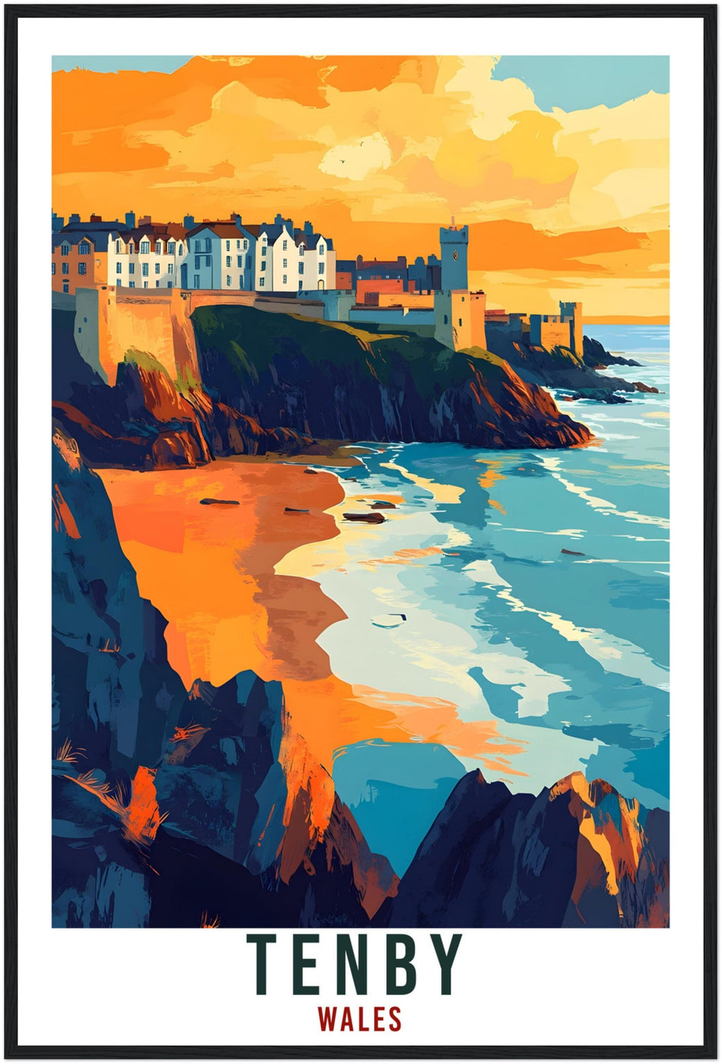 Tenby Travel Print Wales Home Decor Tenby Wall Art Wall Hanging Art Lover Wales Artwork Travel Poster Wales Tenby Travel Artwork Gift