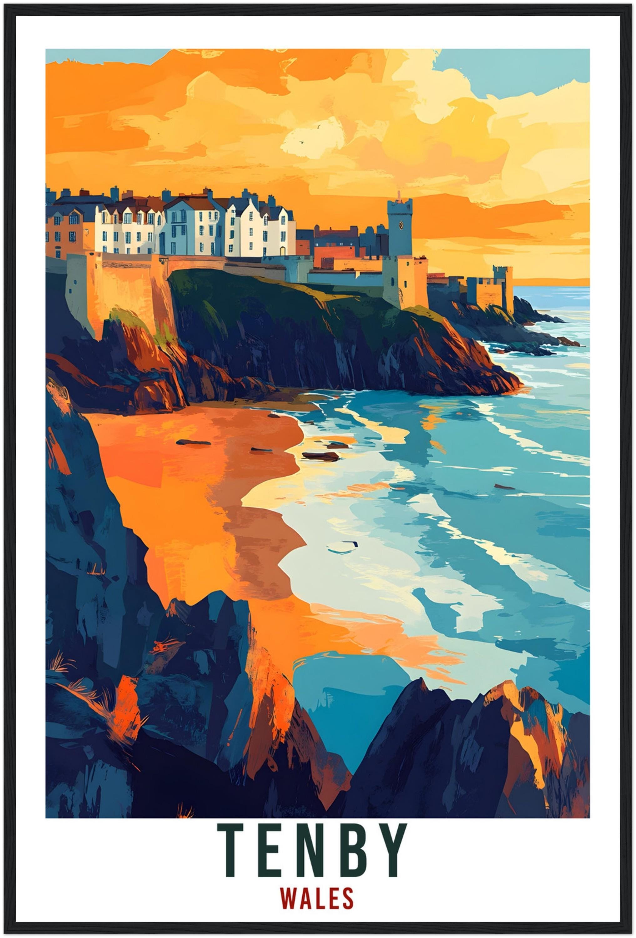 Tenby Travel Print Wales Home Decor Tenby Wall Art Wall Hanging Art Lover Wales Artwork Travel Poster Wales Tenby Travel Artwork Gift