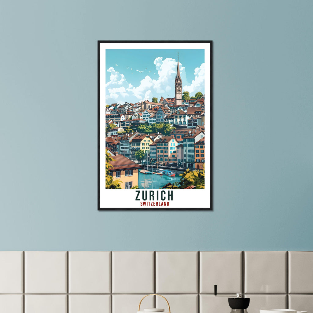 Zurich Travel Print Swiss Wall Art Wall Hanging Home Living Décor Zurich Gift Art Lovers Gift Switzerland Artwork Gift Swiss Travel Poster