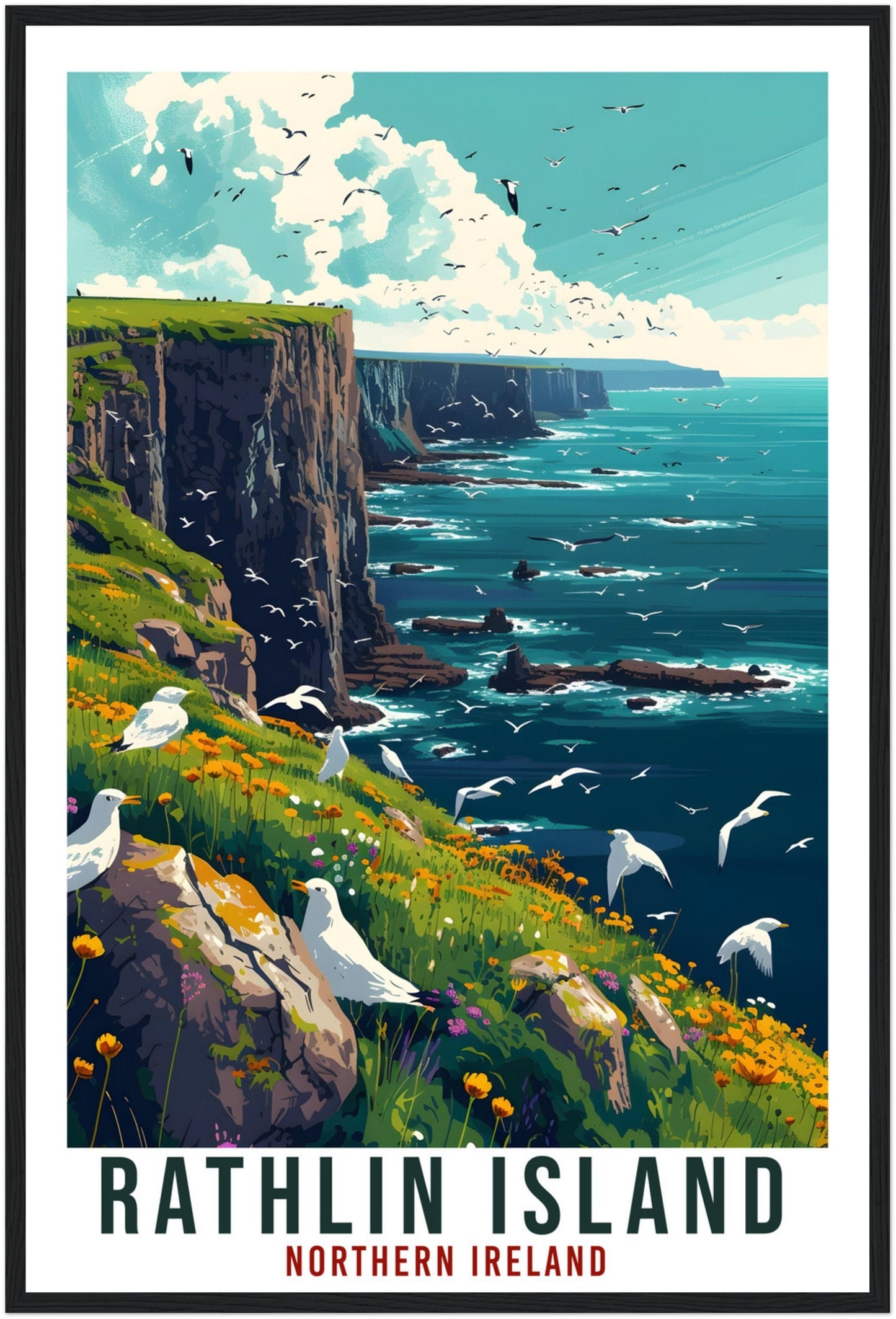 Rathlin Island Travel Print Northern Ireland Home Decoration Wall Art Wall Hanging Art Lover Ireland Artwork Rathlin Island Travel Poster