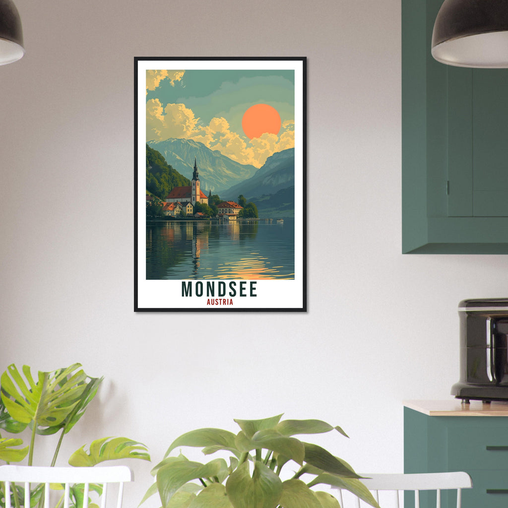 Mondsee Travel Print Austria Home Decor Mondsee Austrian City Wall Art Gift Wall Hanging Art Lover Austria Artwork Mondsee Travel Poster