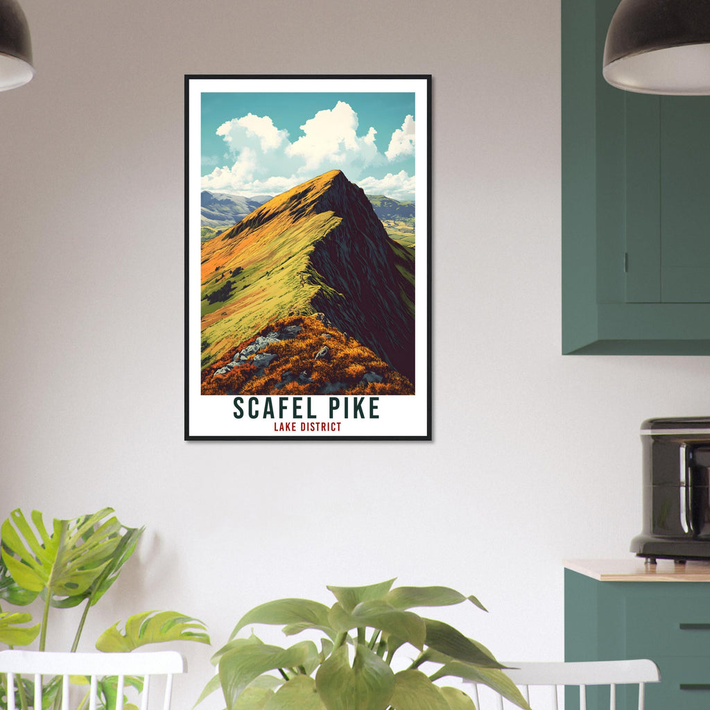 Scafel Pike Travel Print Lake District Home Scafel Pike Mountain Wall Art Wall Hanging Art Lover Lake District Artwork Travel Poster Cumbria