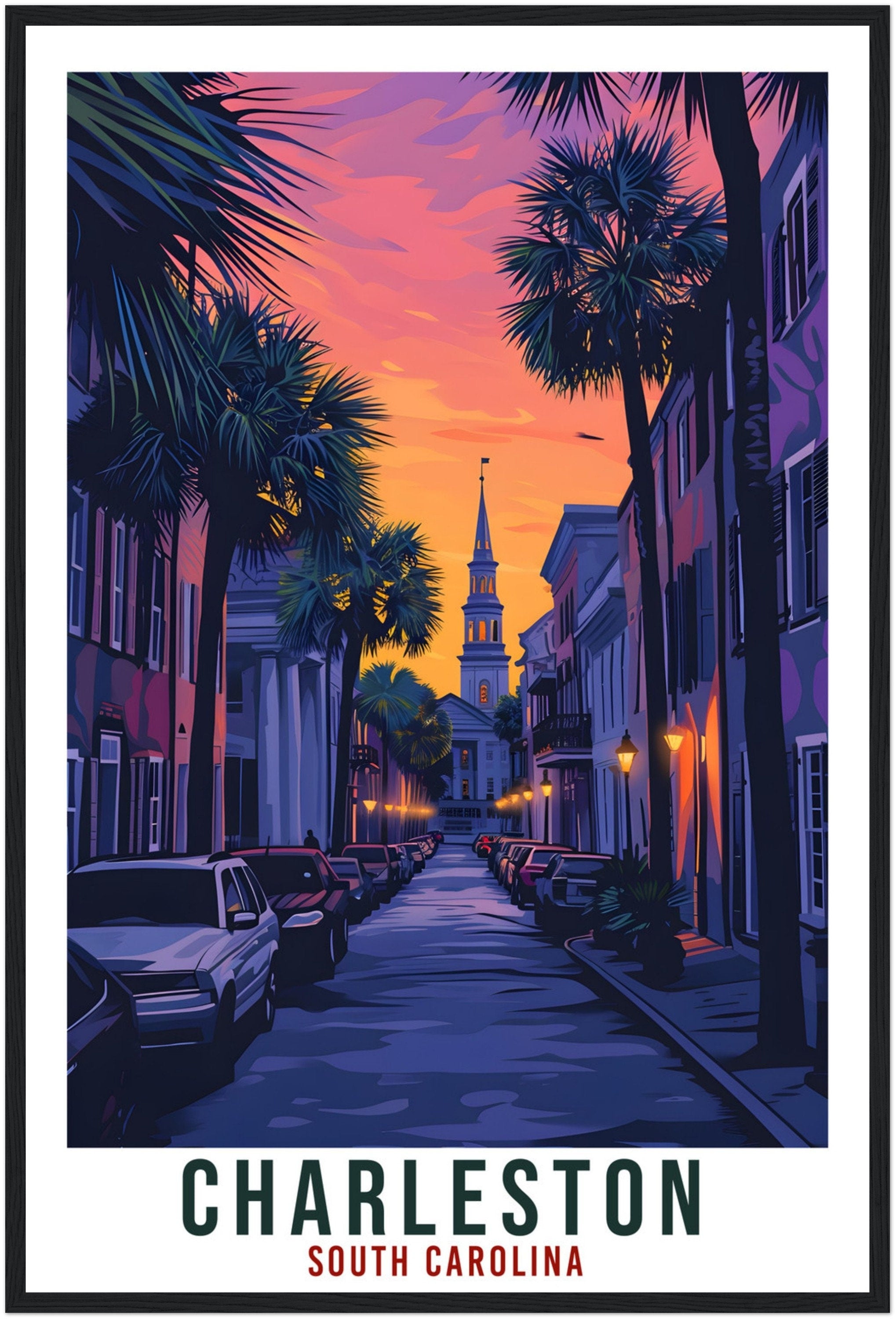 Charleston Travel Print South Carolina Home Decor USA Wall Art Gift Wall Hanging Art Lover South Carolina Artwork Charleston Travel Poster
