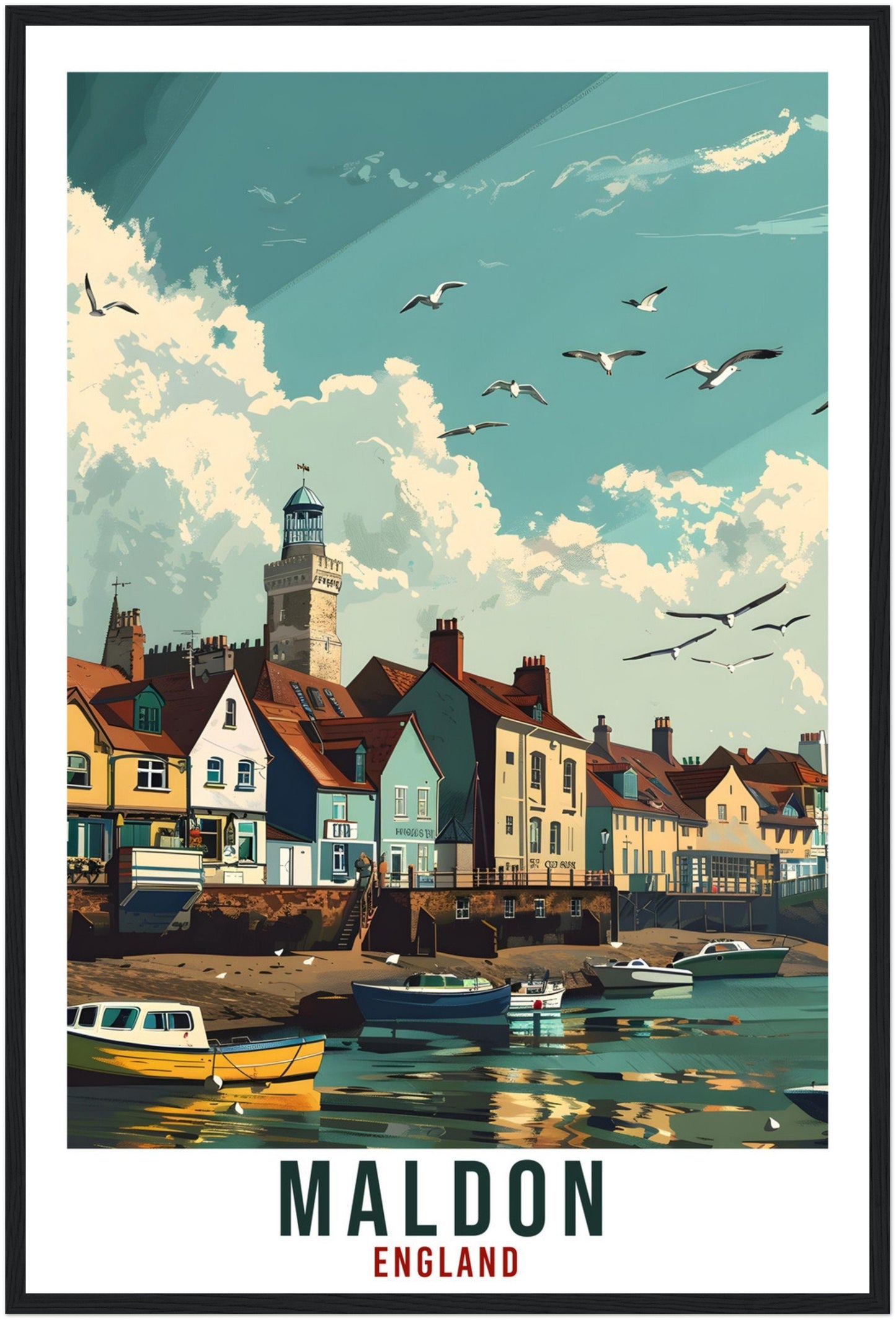 Maldon Travel Print Wall Art Maldon Wall Hanging Home Living Décor Maldon Gift Art Lovers Gift UK Artwork Gift Print England Travel Poster