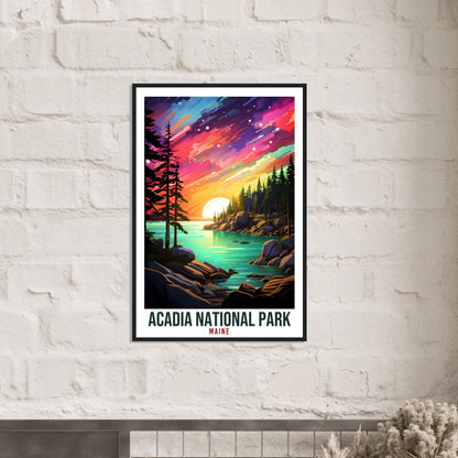 Acadia National Park Travel Print Maine Northern Lights Wall Art Wall Hanging Travel Art Gift Acadia Maine Travel Poster Artwork Art Lover