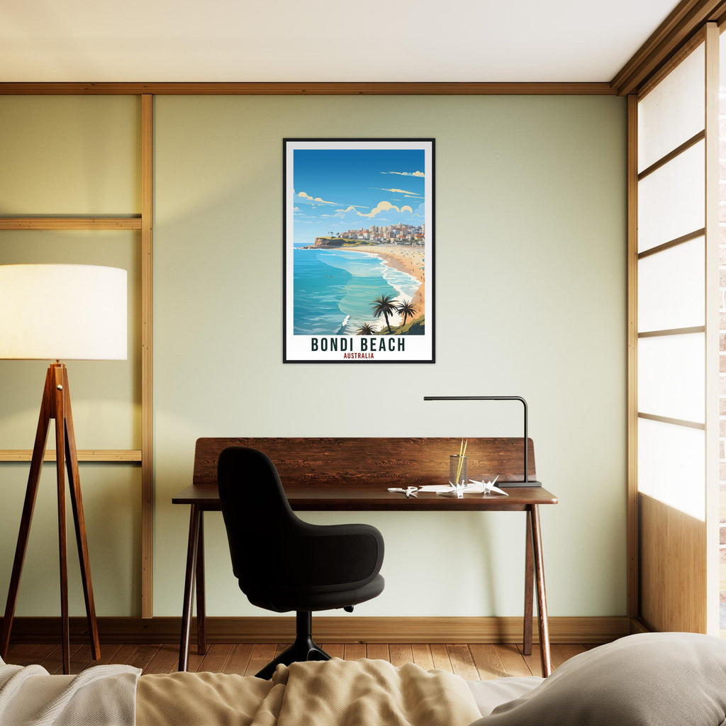 Bondi Beach Travel Poster Wall Art Bondi Beach Australia Artwork Wall Hanging Art Gifts Bondi Beach Travel Print Australian Art Lovers Gift