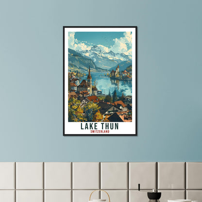 Lake Thun Travel Print Swiss Wall Art Wall Hanging Home Living Décor Lake Thun Gift Art Lovers Gift Switzerland Artwork Swiss Travel Poster